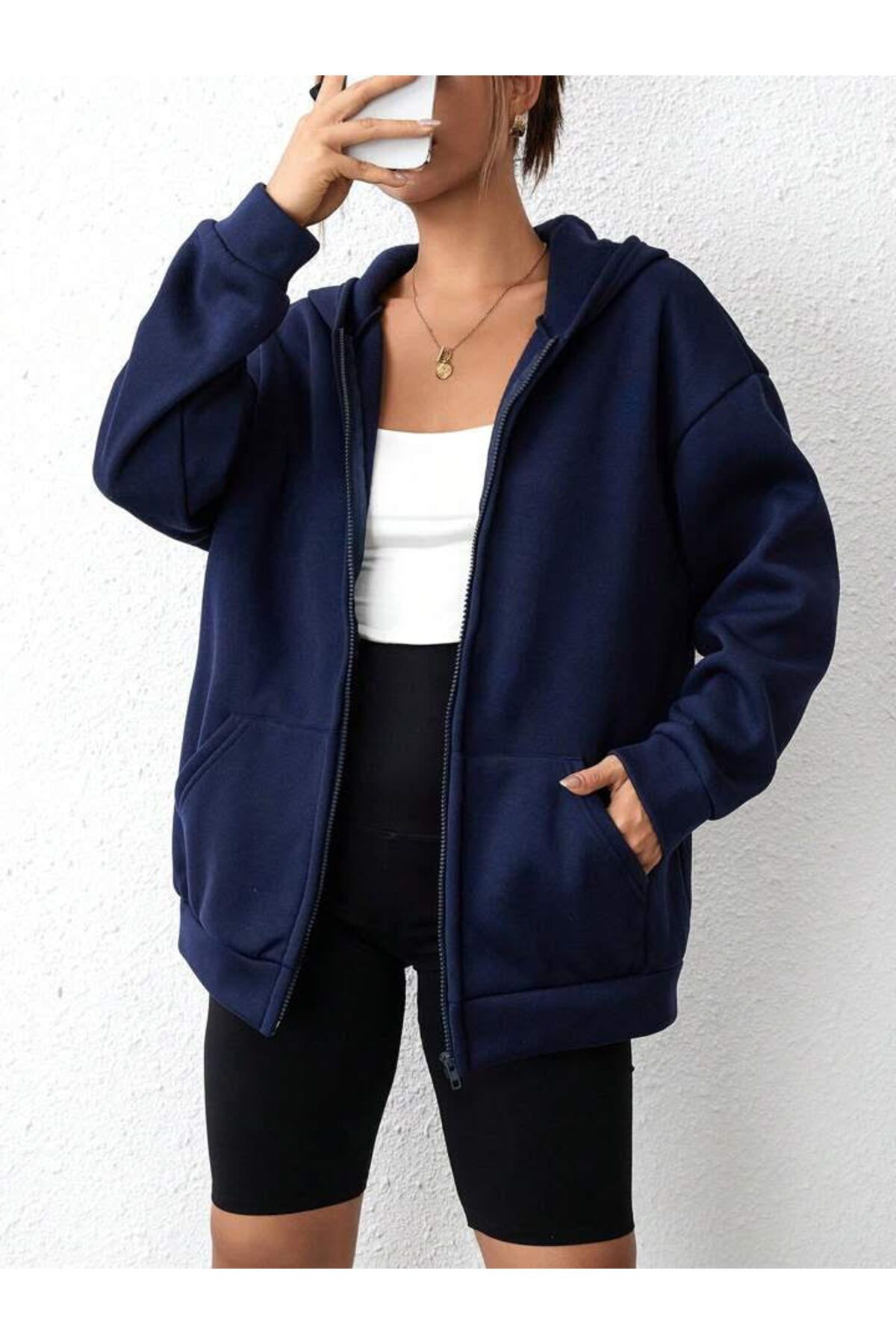 Navy sweatshirt cardigan store