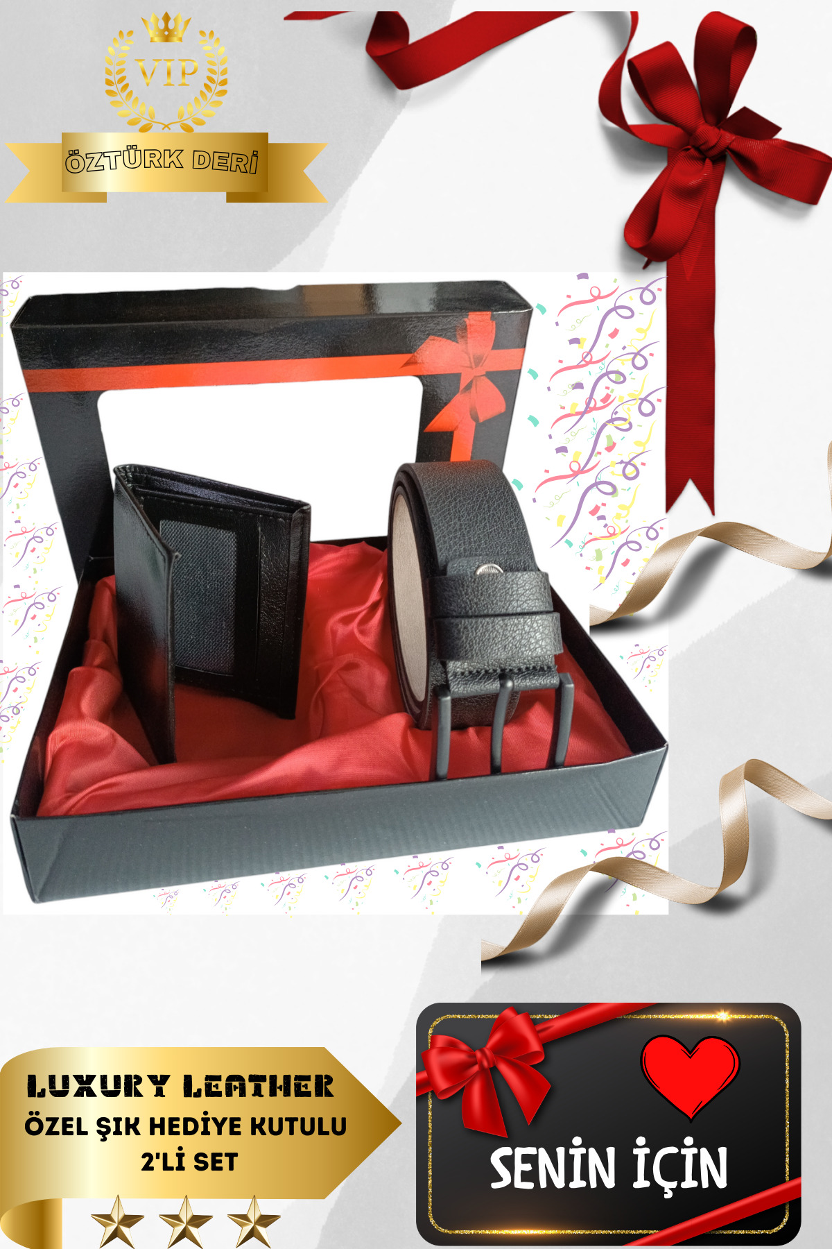 Original Men's 2-Piece Set with Special Gift Box Luxury Series Groom Gift Stylish Leather Belt Wallet Set