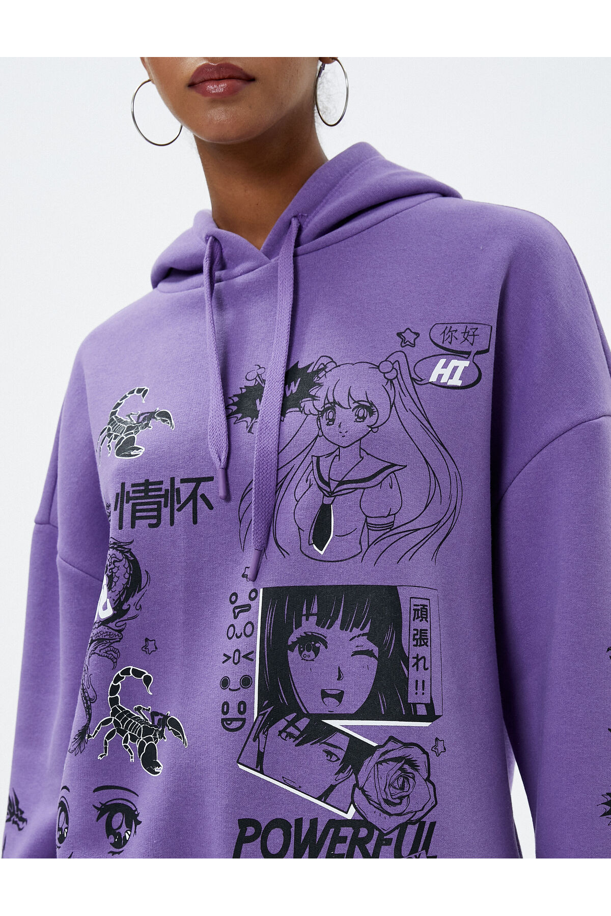 سویشرت زنانه بنفش کوتونKoton | 4WAL10101IK اورجینال - تصویر 5