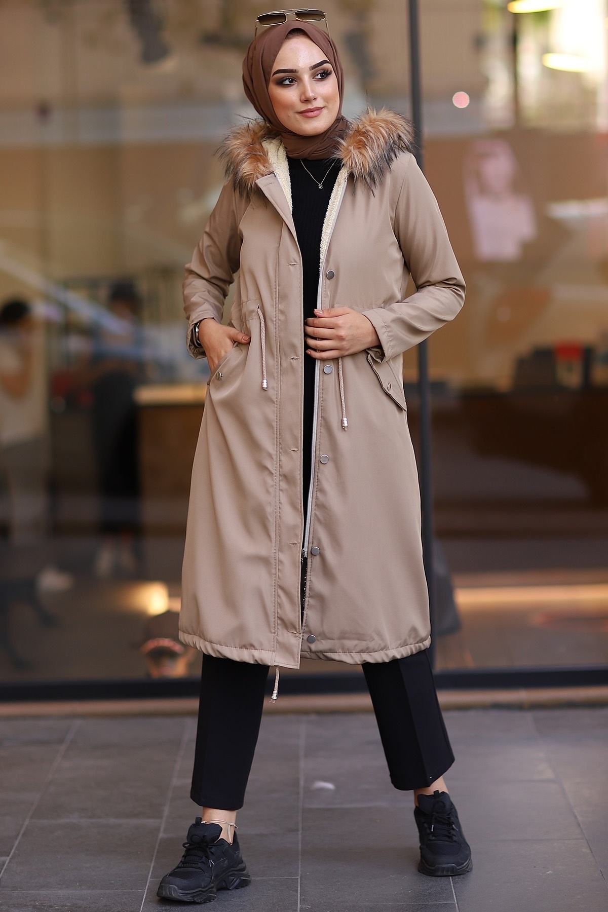 InStyle-Kabát Polar 2401 s kožešinou - kámen 4
