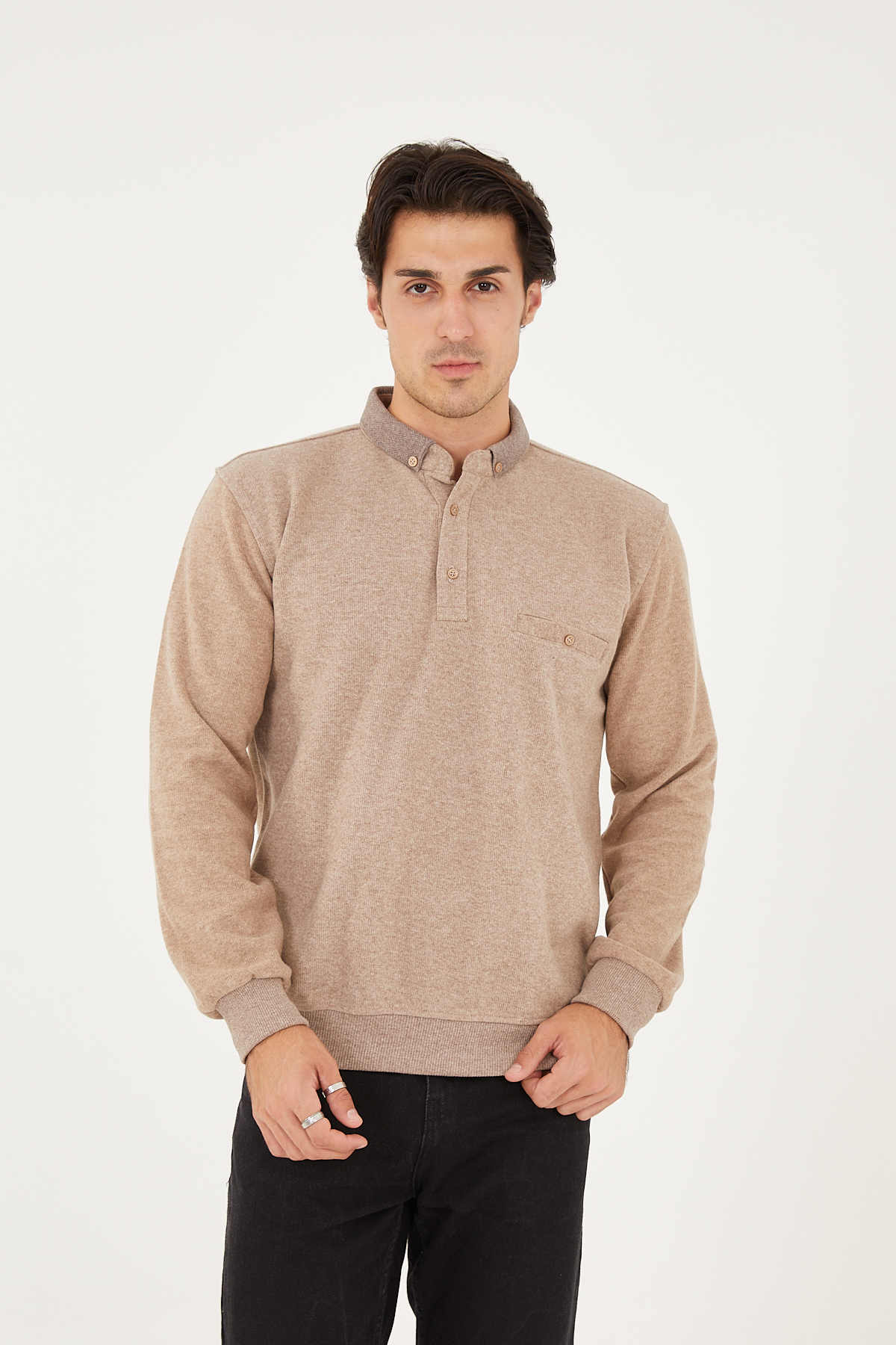 KMKkombin  KMKOMBİN BABA ERKEK CEPLİ GÖMLEK YAKA ÖZEL SELANİK KAZAK - Görsel 4