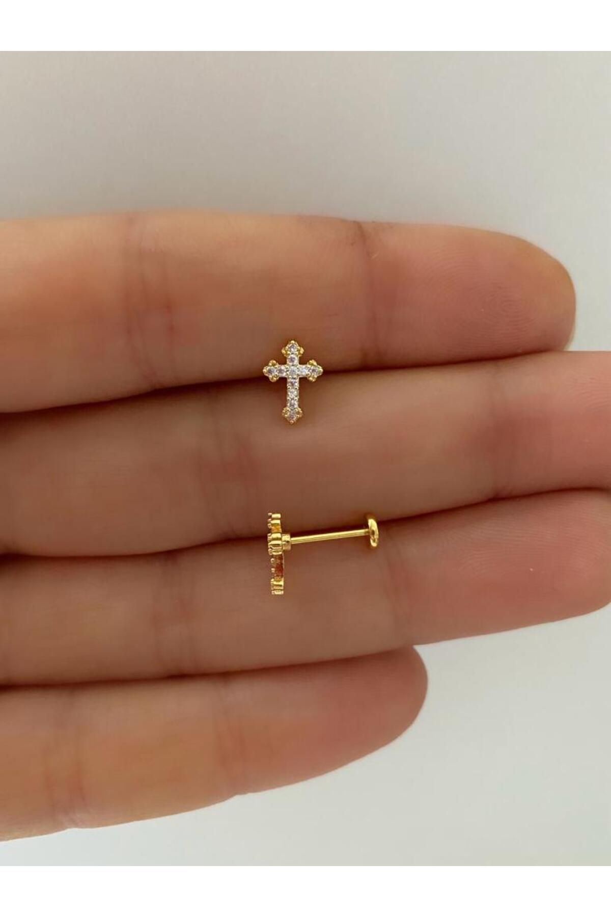 Cerrahi Çelik arkası düz önden takmal Conch Helix kıkırdak Lobe Uyumlu Piercing Küpe