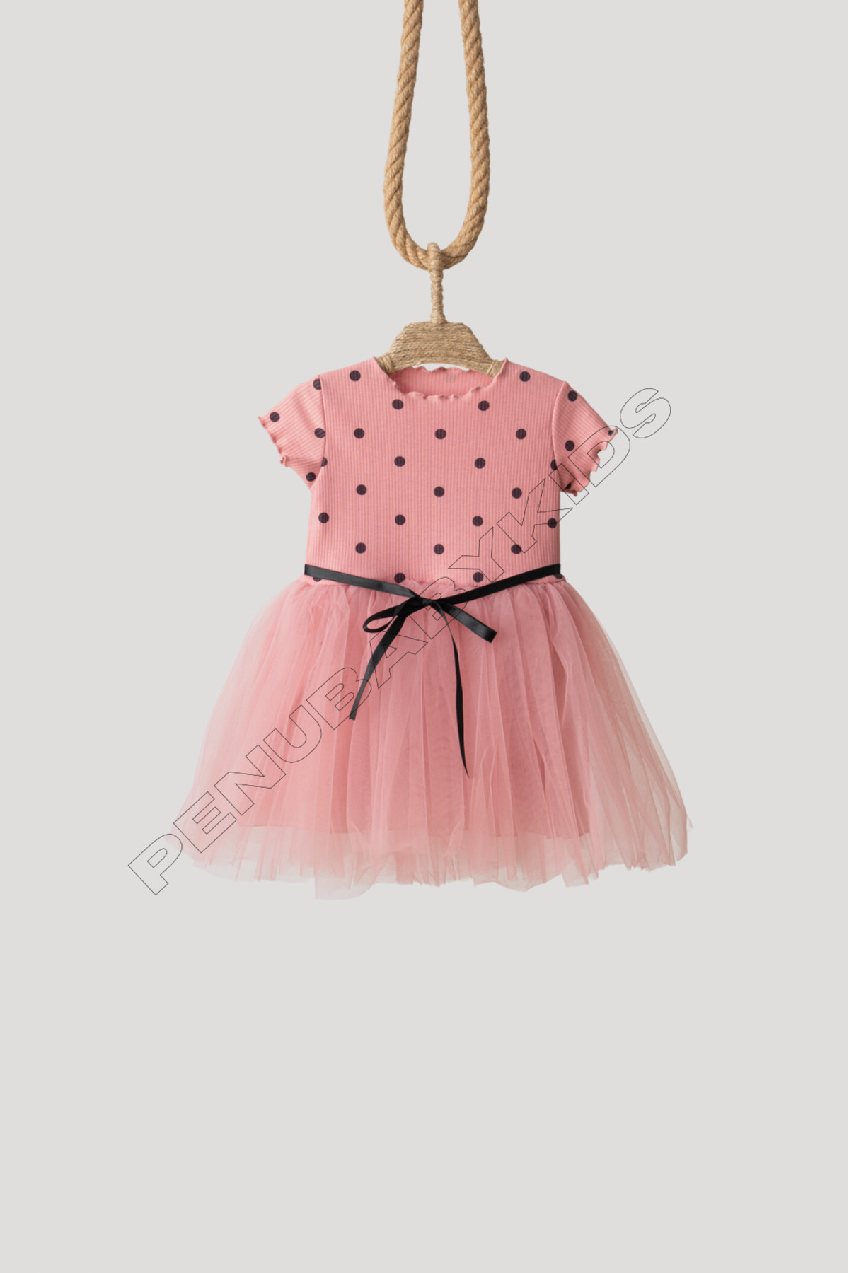 penu baby kids Gül Kurusu Puantiyeli Tütülü Kısa Kol Kız Bebek Elbise - Emily fotoğrafı 6 (önizleme)