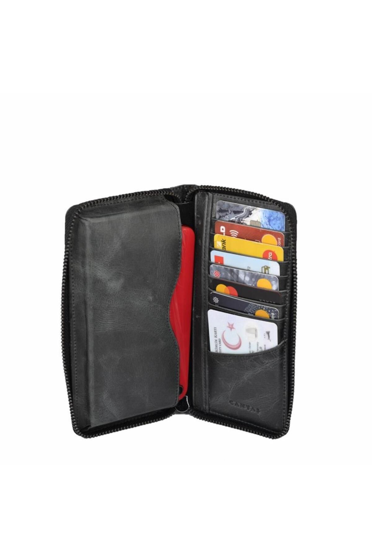 Hayrer Genuine Leather Card Holder Phone Clutch Bag Gray