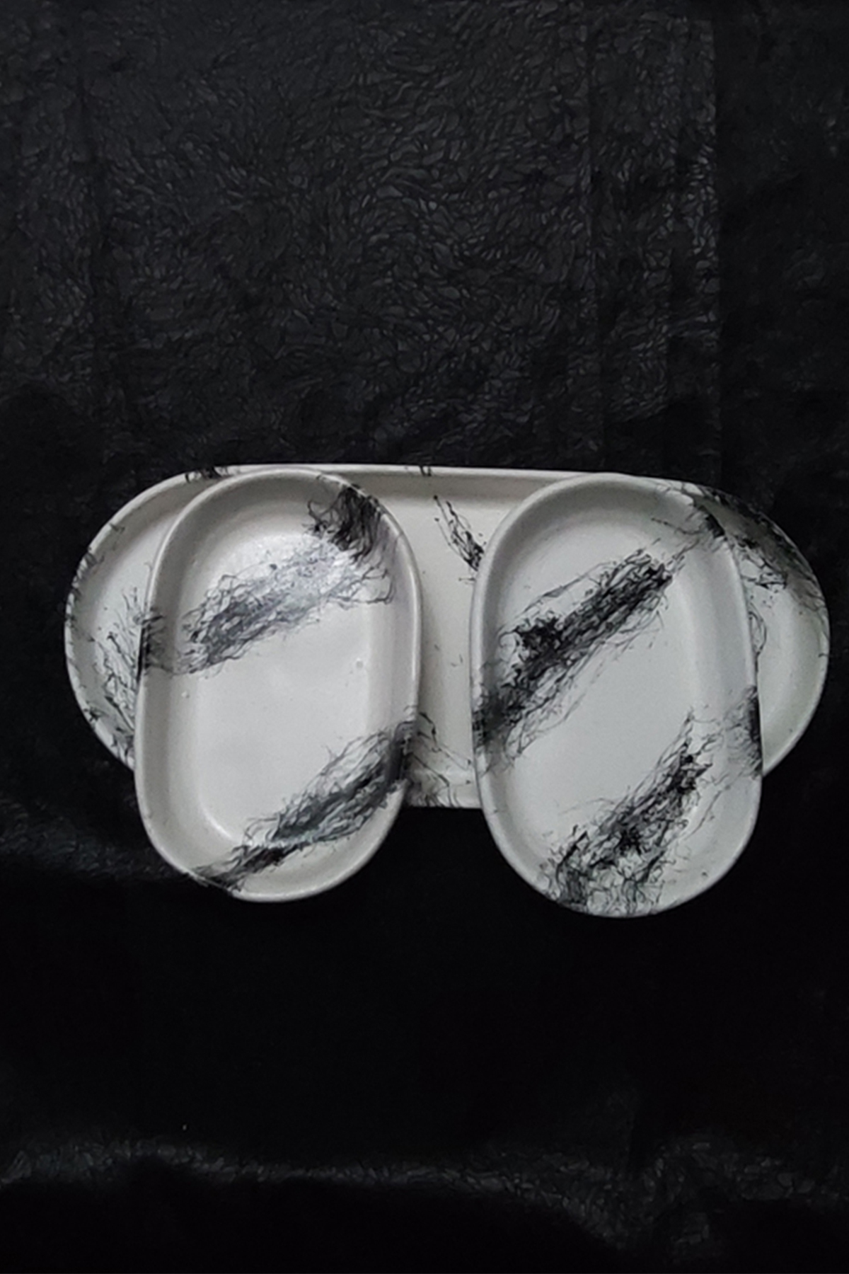 3-Piece Decorative Oval Presentation Set, Decorative Trinket Jewelry Plate, Pot, Incense Holder,Candle Holder