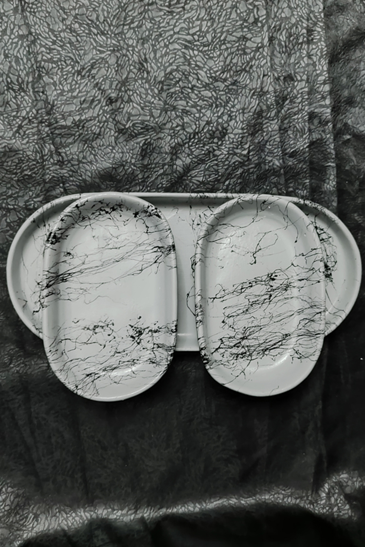 3-Piece Decorative Oval Presentation Set, Decorative Trinket Jewelry Plate, Pot, Incense Holder,Candle Holder