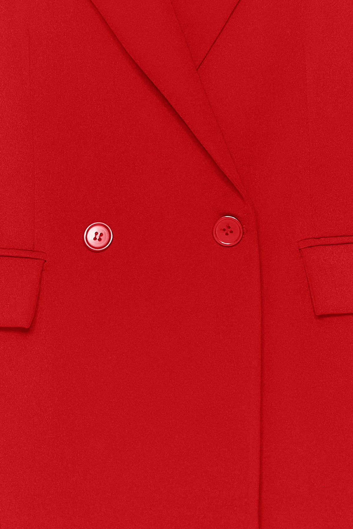 Trendyol Collection-Piros, normál bélésű, duplasoros záródású, szövött blézer dzseki TWOSS20CE0059 4
