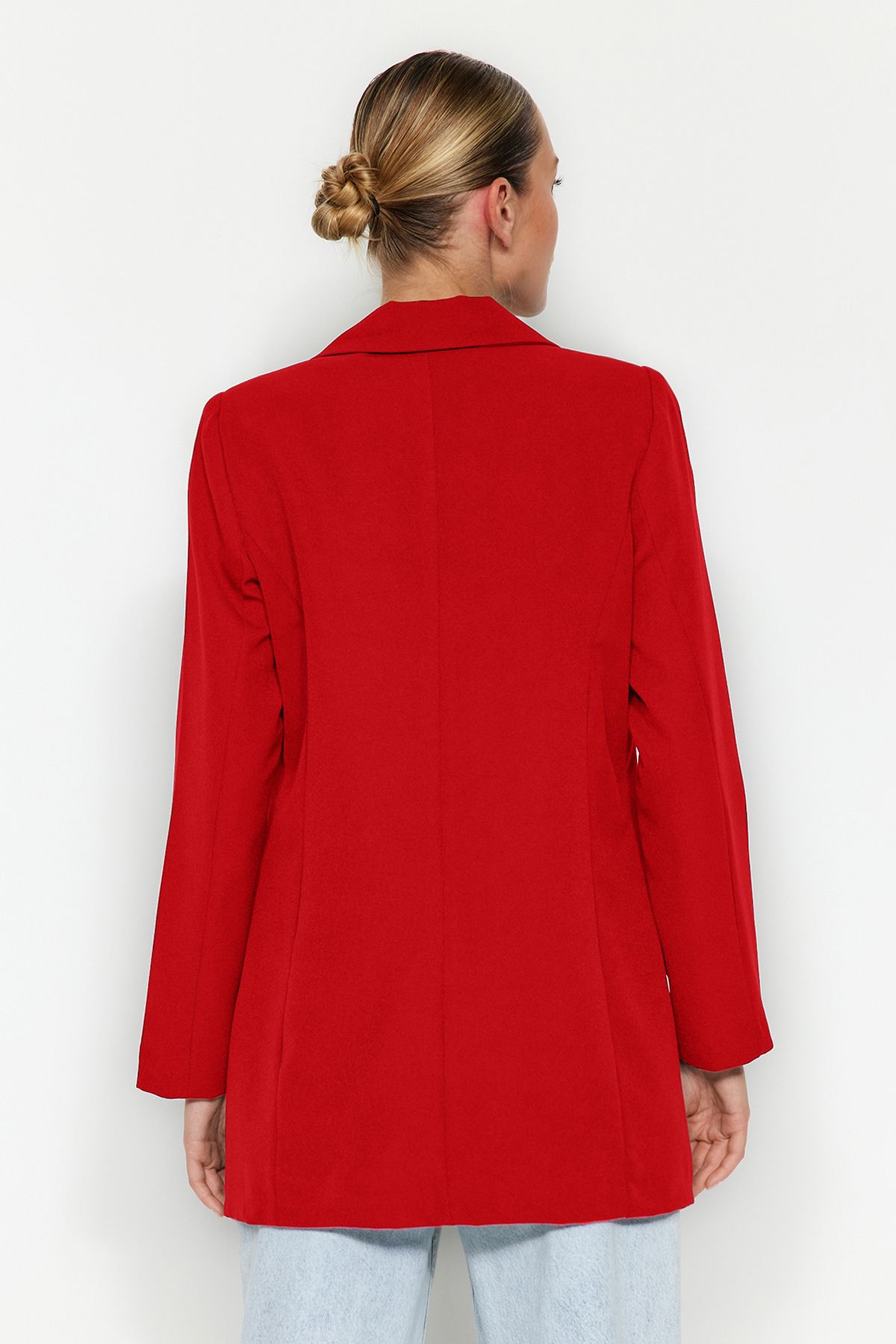 Trendyol Collection-Piros, normál bélésű, duplasoros záródású, szövött blézer dzseki TWOSS20CE0059 6