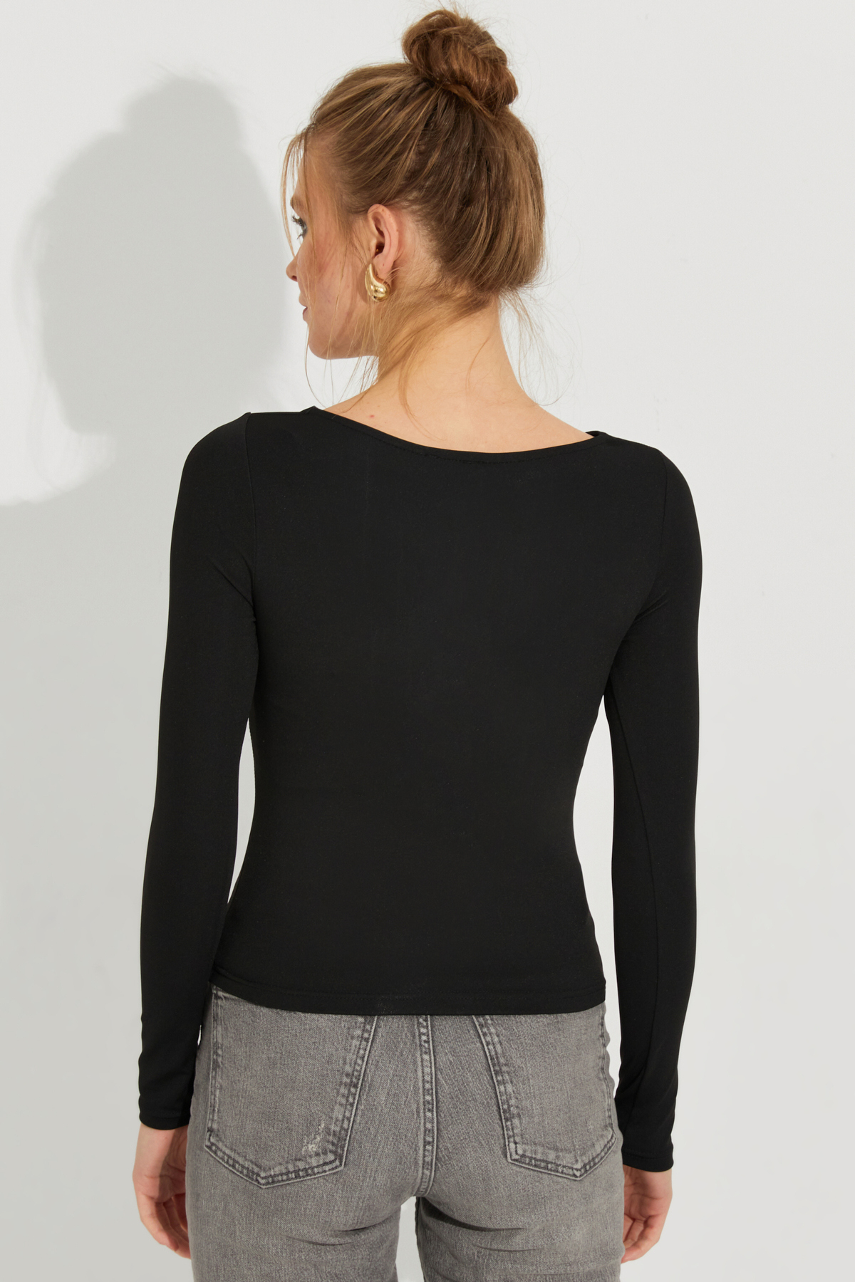 Cool & Sexy  Kadın Siyah Pencereli Bluz CY438 - Görsel 2