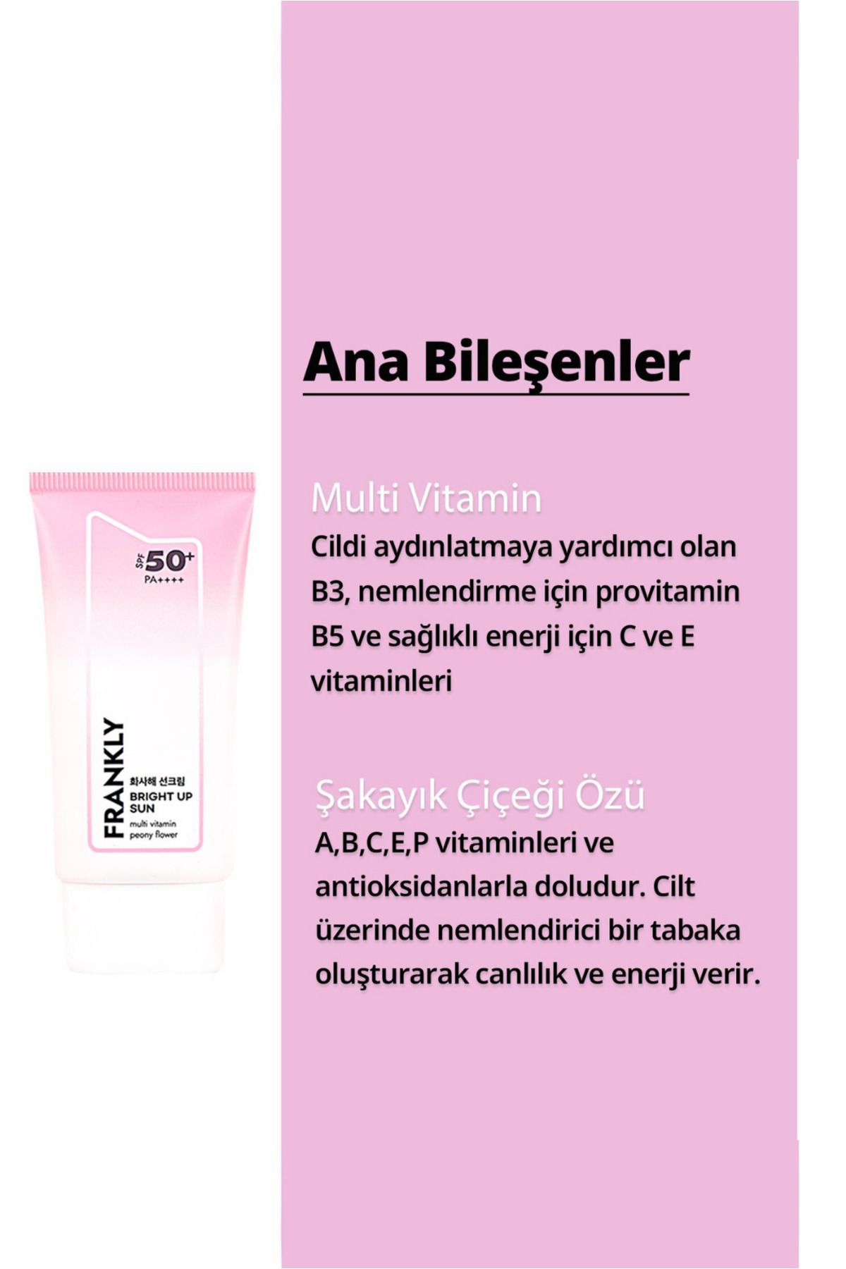 FRANKLY-Bright Up Sunscreen - Tone Equalizing and Brightening, SPF50+ PA++++, 50 ml 3