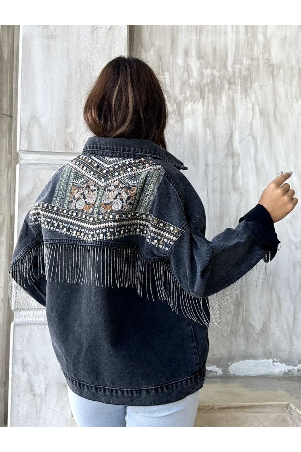 Denim jacket with on sale black sleeves and hood
