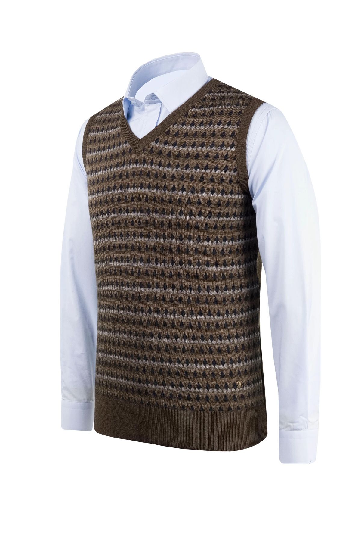 جلیقه بافت چند رنگ مردانه ژاکت لباس بافتنی V NECK الگوی رنگارنگ زمستان بافندگی قالب کلاسیک Çizgi Triko