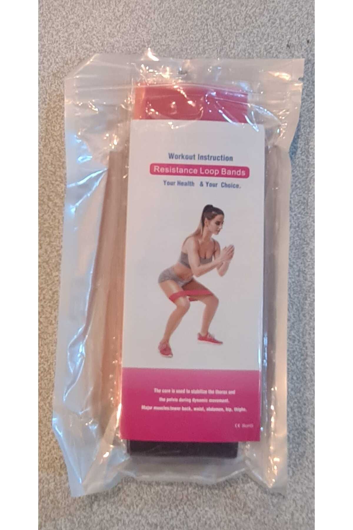 unes-5-PIECE PINK RESISTANCE LOOP AND EXERCISE BAND SET WITH JUMPING ROPE GIFT 2