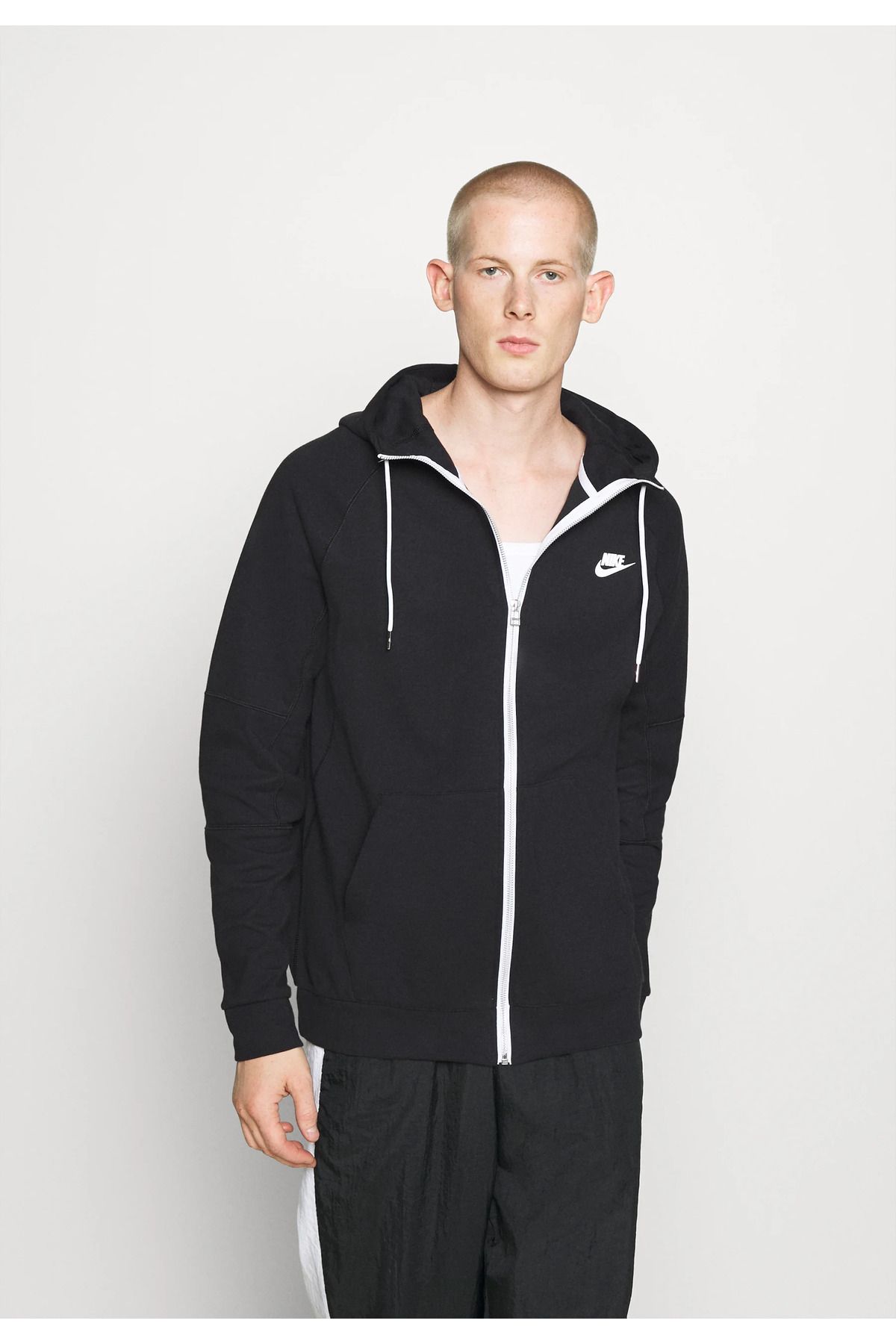 Nike black jacket zip up sales