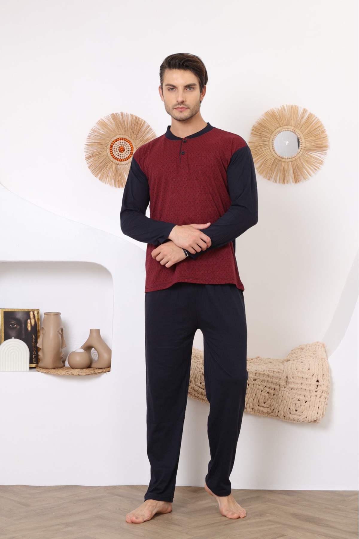 100% COTTON JACQUARD MEN'S PAJAMAS SET