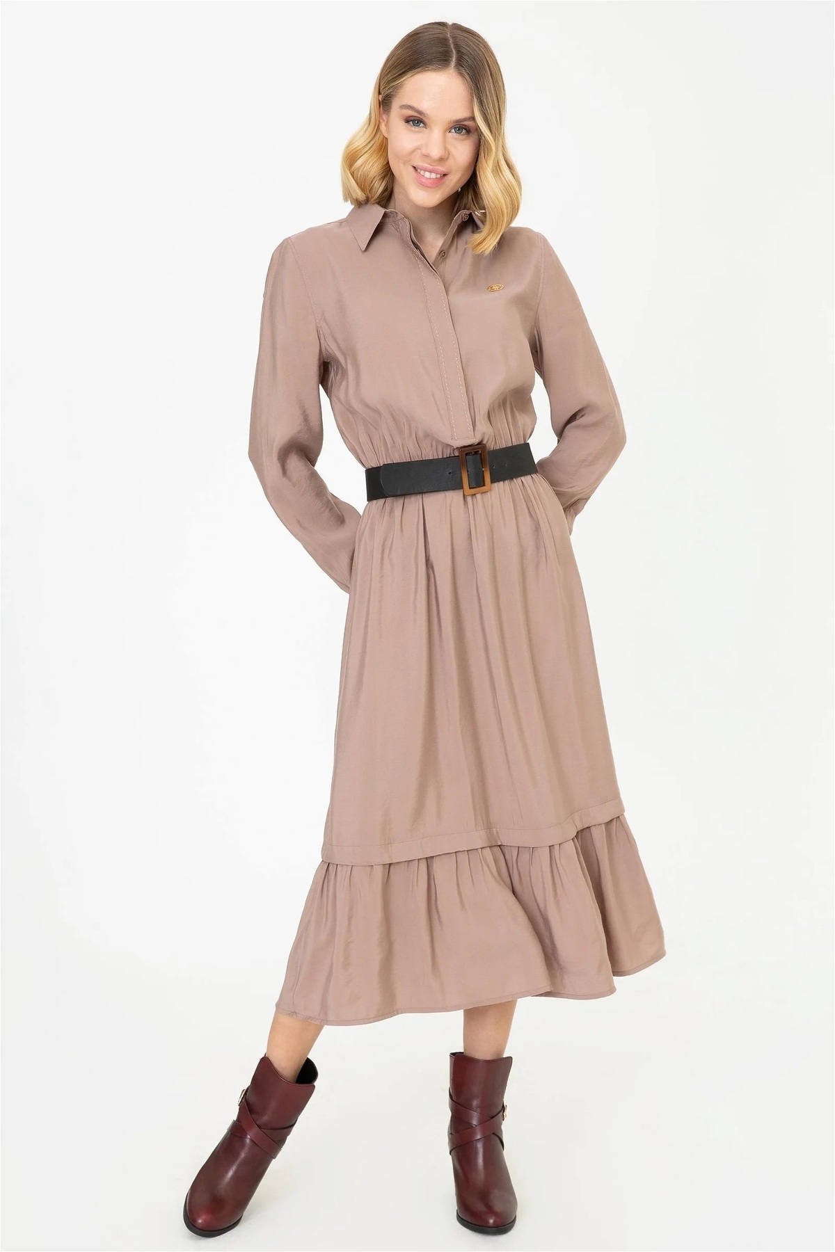 U.S. Polo Assn. Women's Camel Woven Dress
