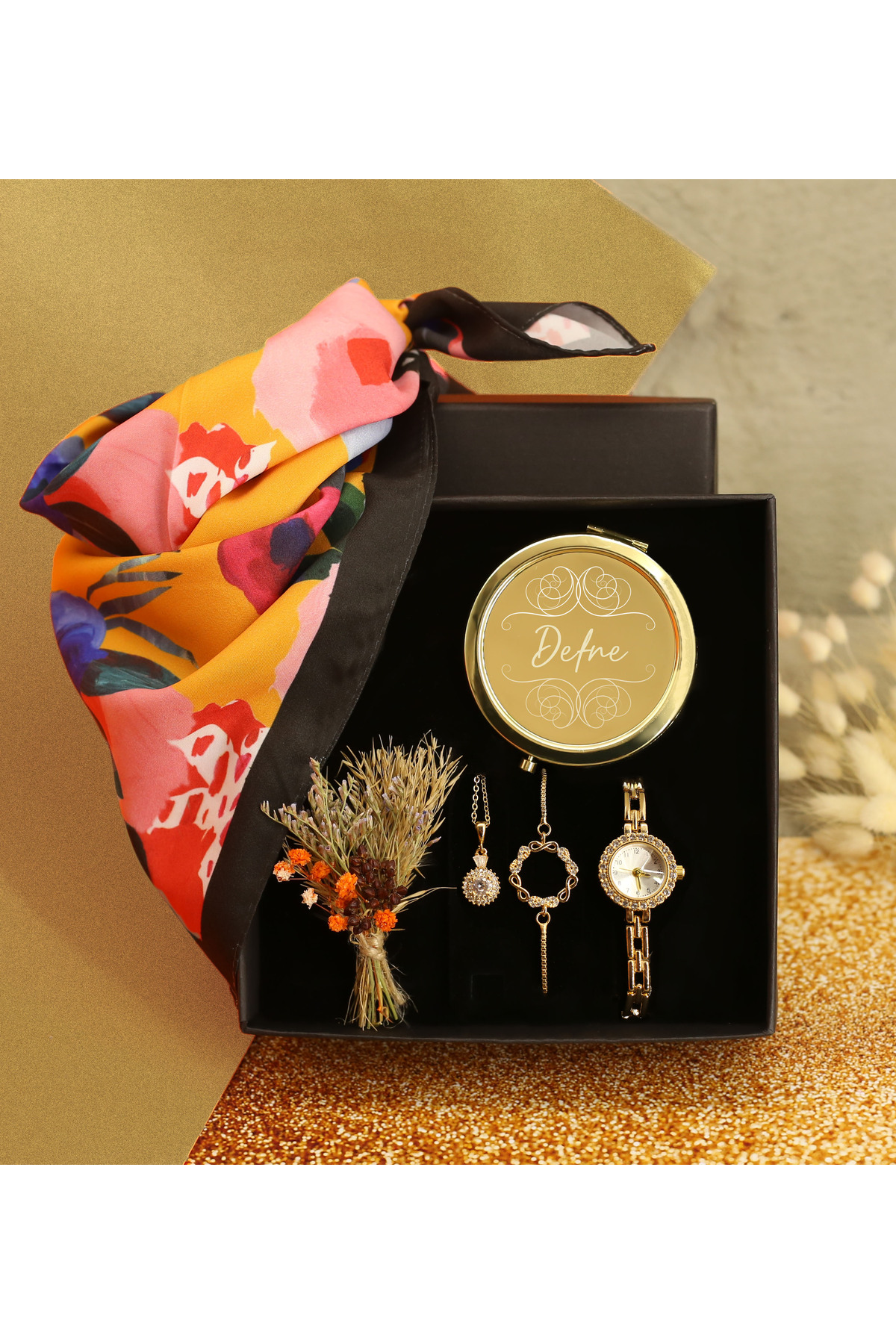 Mirror&Spectrum Women's Wristwatch&Bracelet&Necklace&Scarf&Handmade Flower Gift Set in Special Box