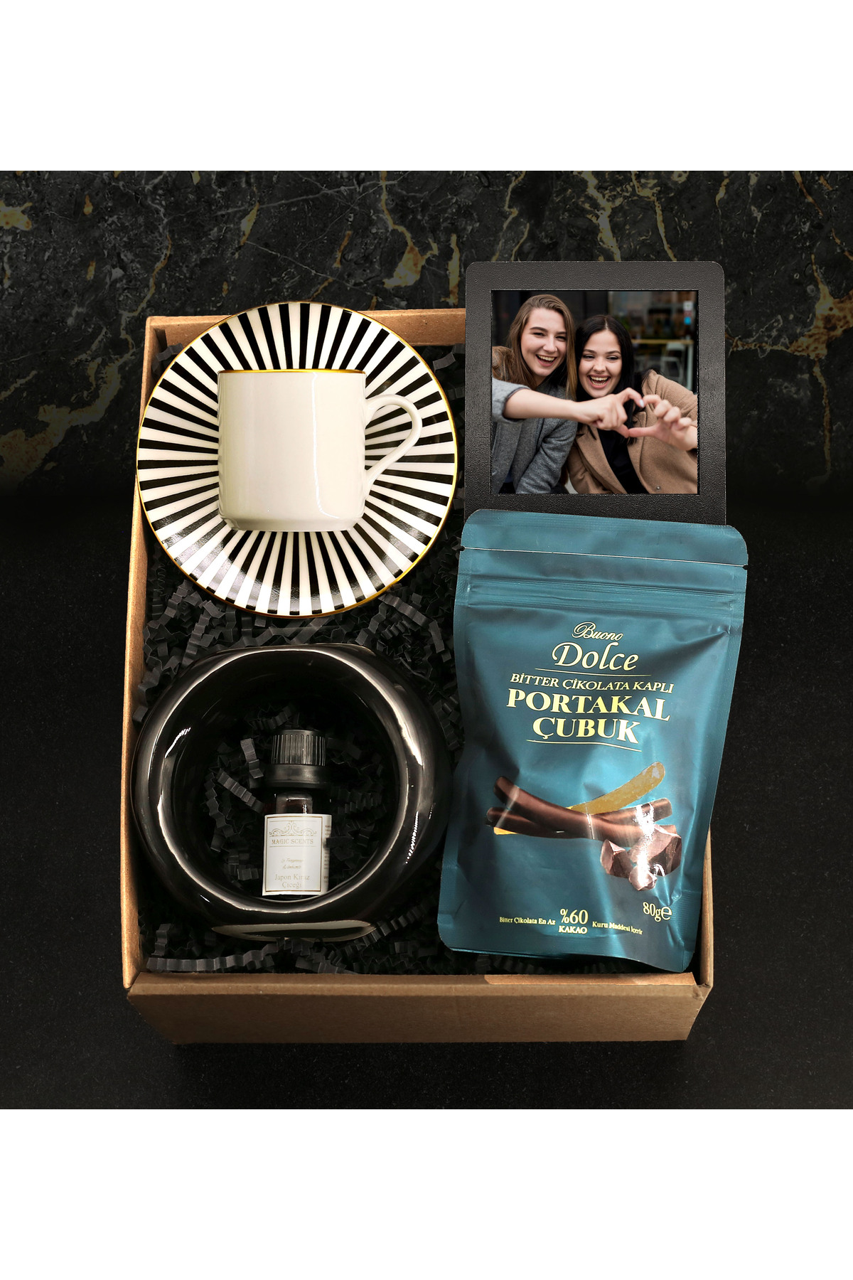 Personalized Instagram Frame & Ring Censer & Censer Scent & Cup & Dolce Chocolate Gift Set