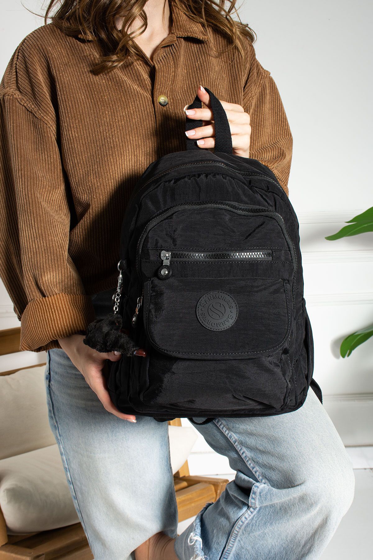 Sanmorris Women s Water Resistant Parachute Fabric Backpack with Multiple Compartment Front Pockets and Adjustable Straps