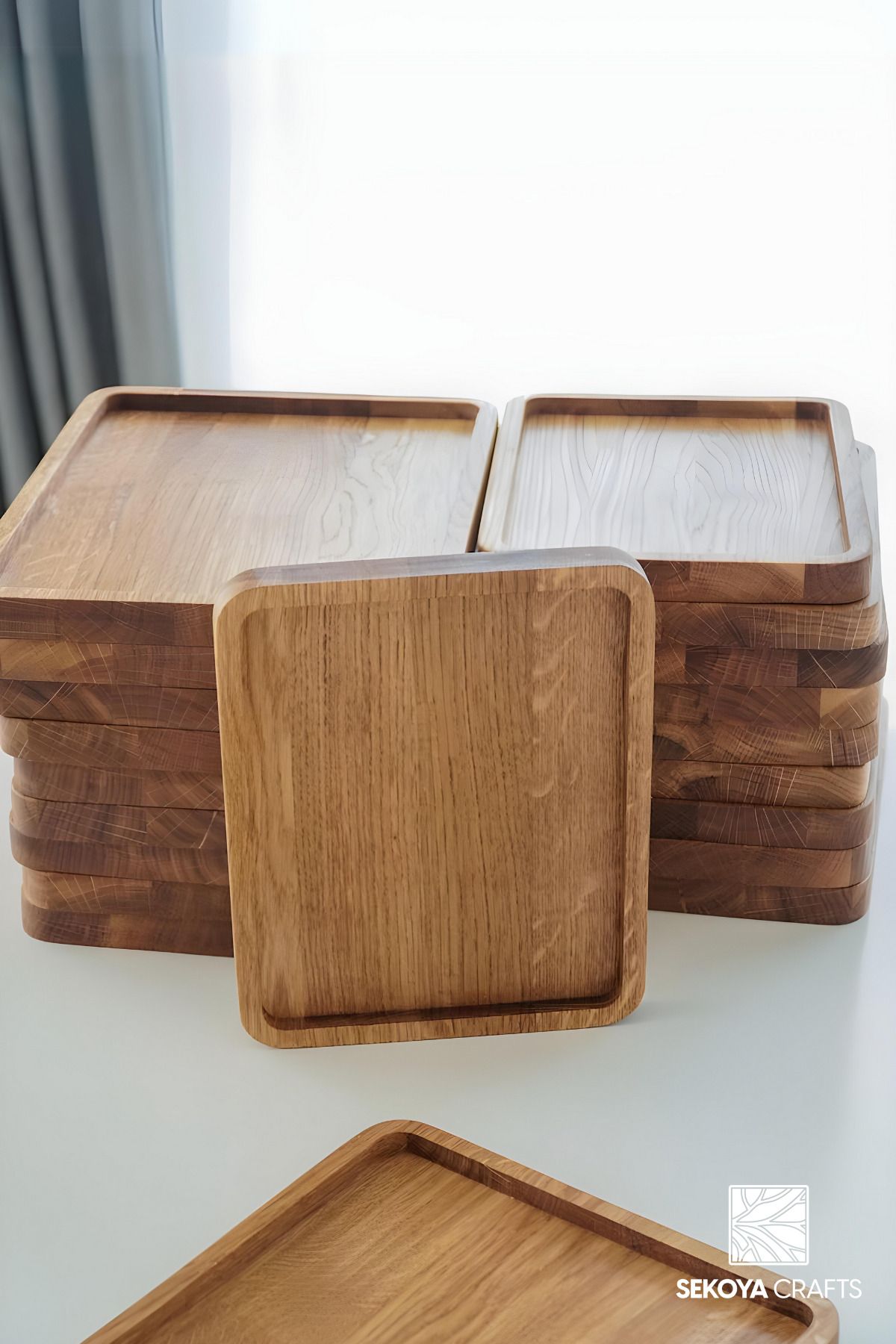 Gray wood tray store