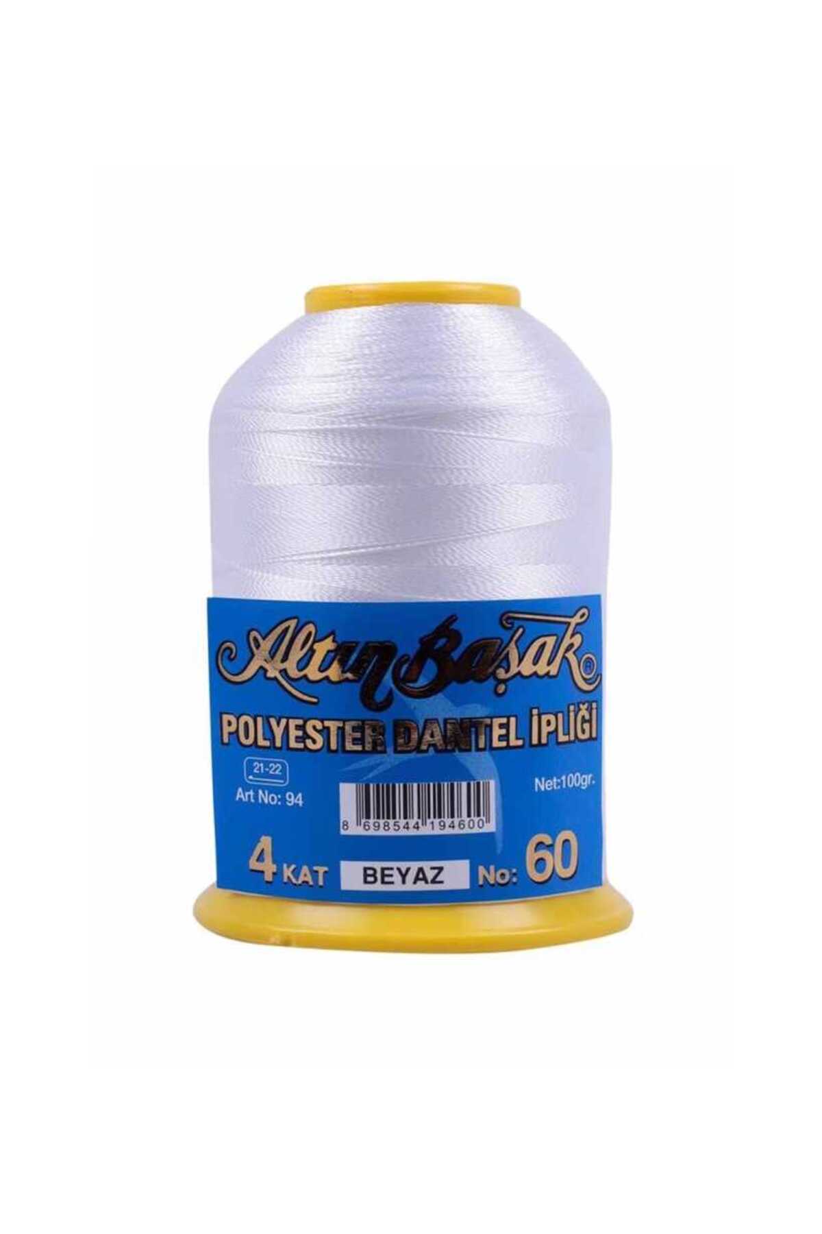 Golden Spike Polyester Lace Yarn 4 layers 100 Gr White Number 60 (1pc)