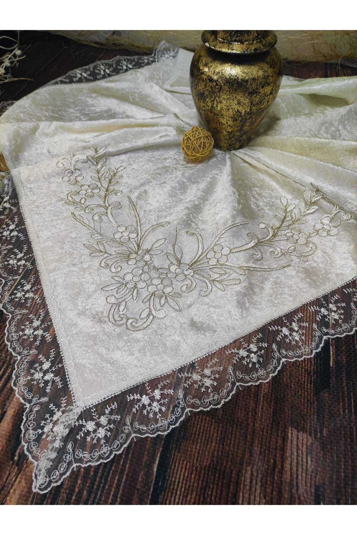 Çt Çeyizci Tekstil Pachet Zestre, Pachet Satin Dantela Pachet Logodna - Catifea Crem - One Size