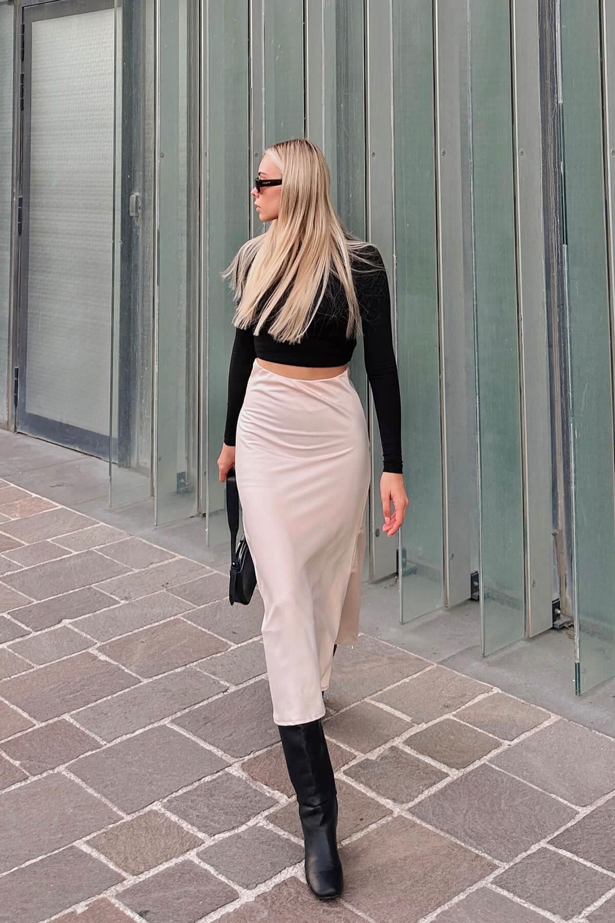 Beige high hotsell waisted skirt