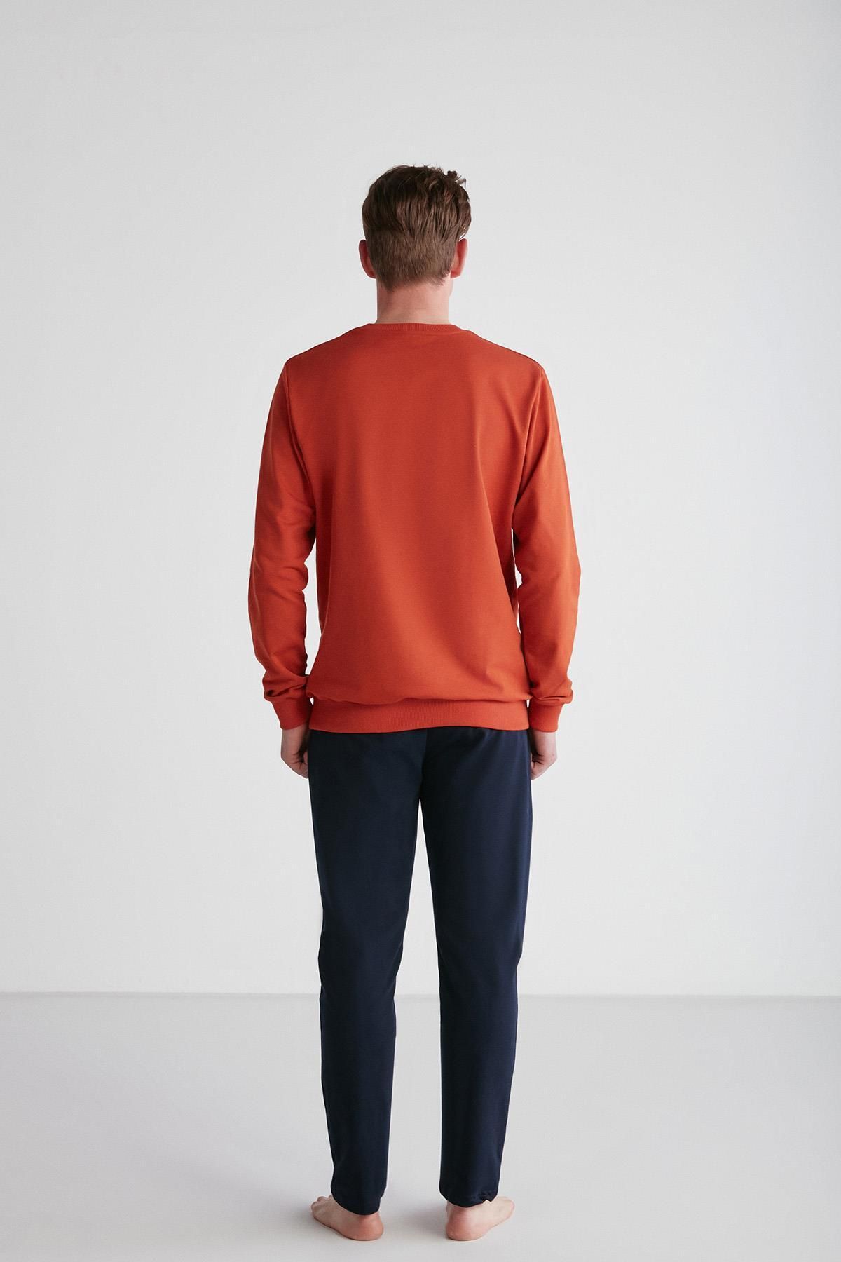 ست پیژامه نارنجی مردانه کاشی آستین بلند C1T8N7O57 U.S. Polo Assn.