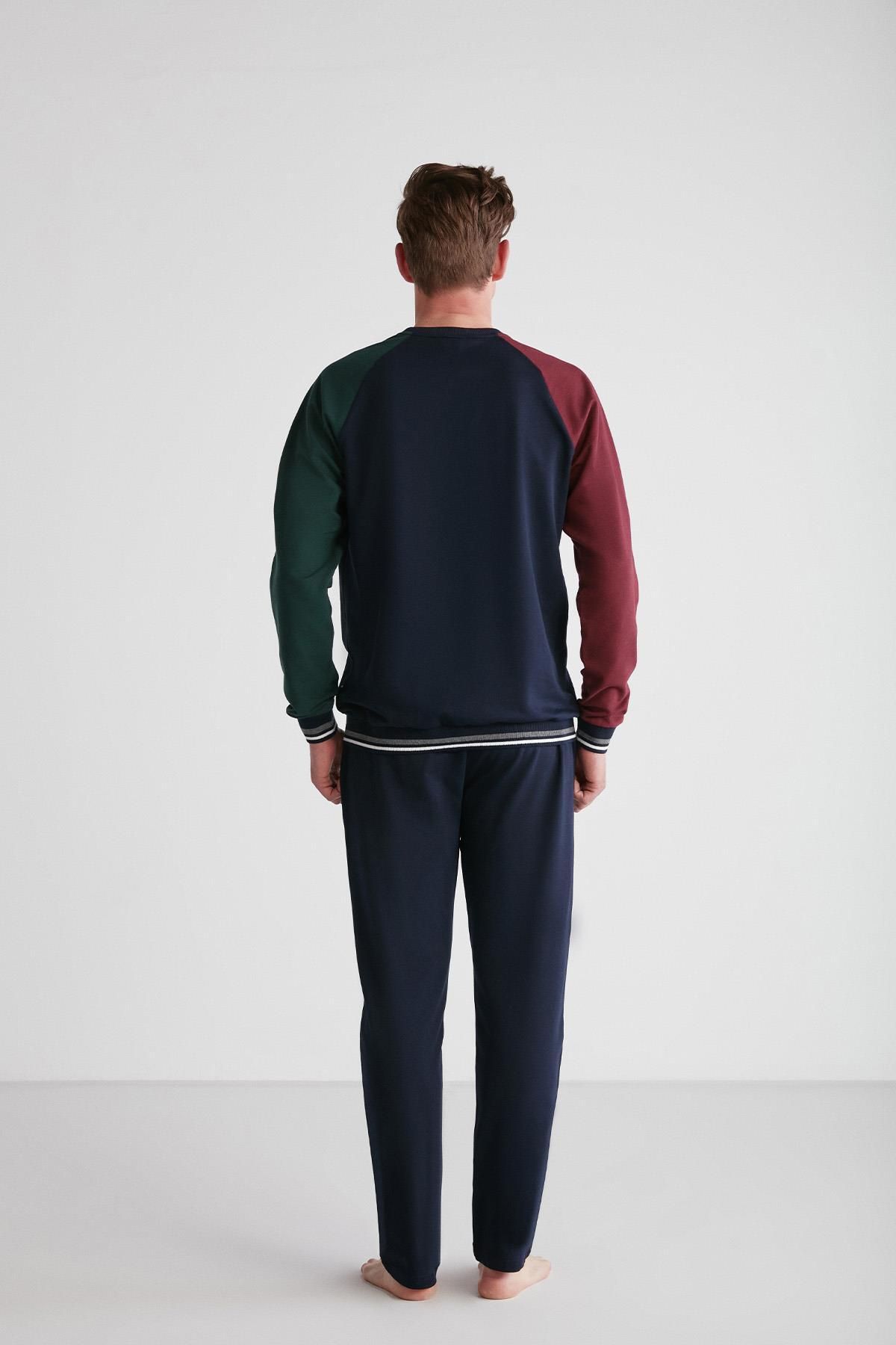 ست پیژامه آبی مردانه لباس خواب آستین بلند سرمه ای C1T8N7O18 U.S. Polo Assn.