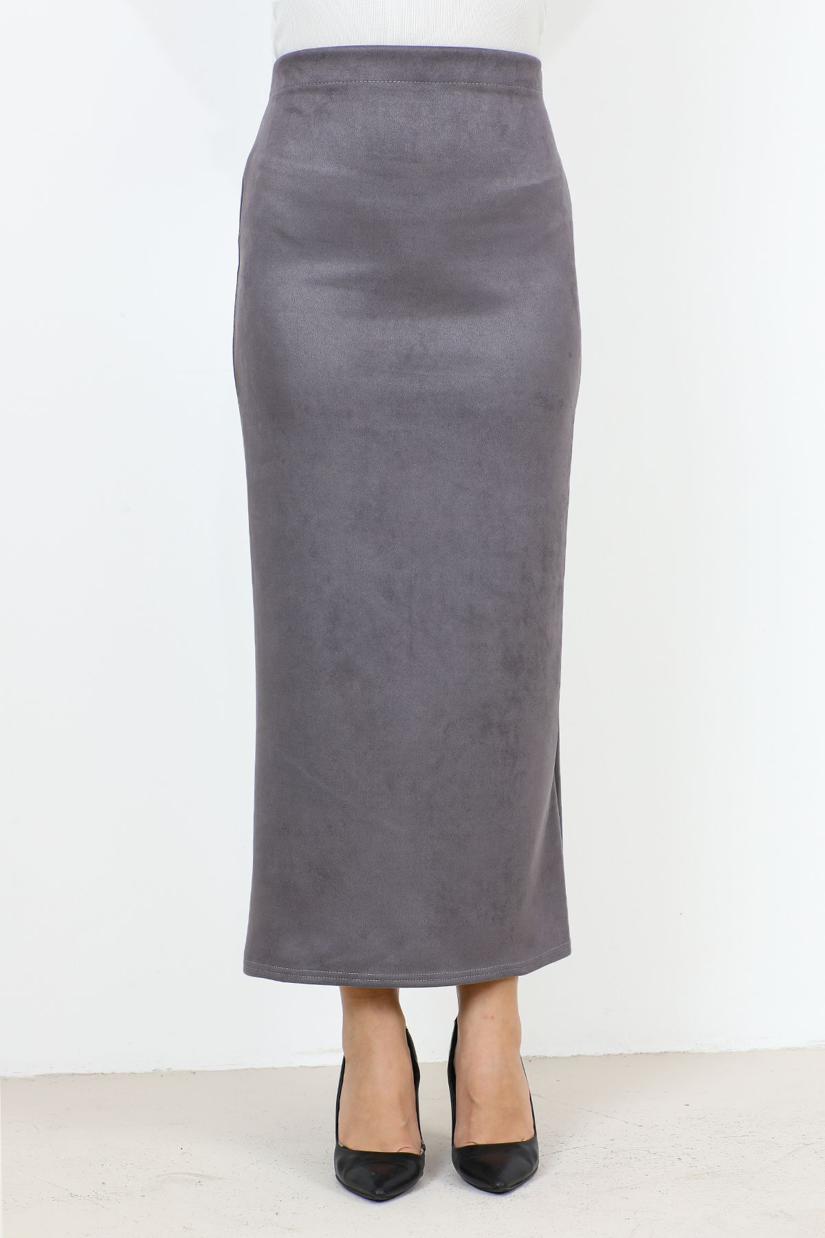 Dark grey long pencil skirt shop