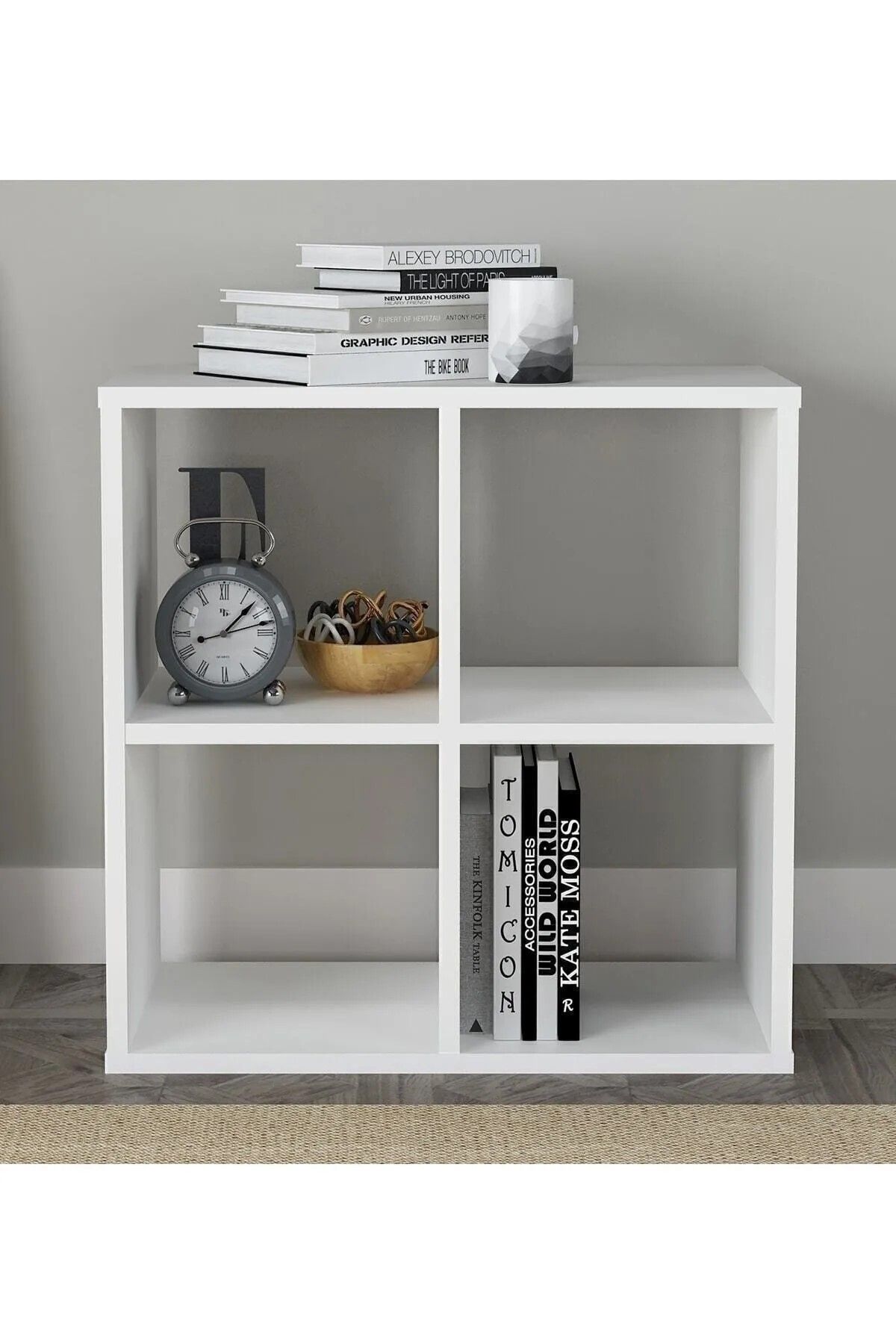 4 Raflı Kitaplık Medium Beyaz