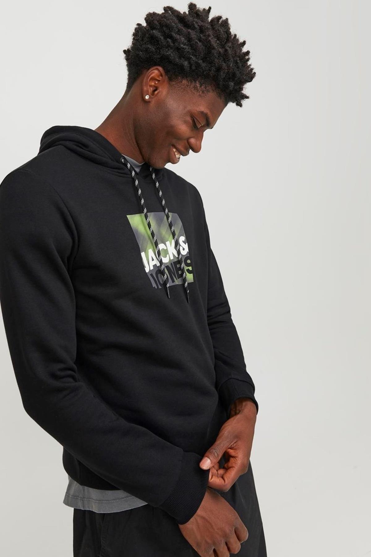 سویشرت مردانه مشکی جک اند جونز | 12246994 اورجینال - تصویر 6