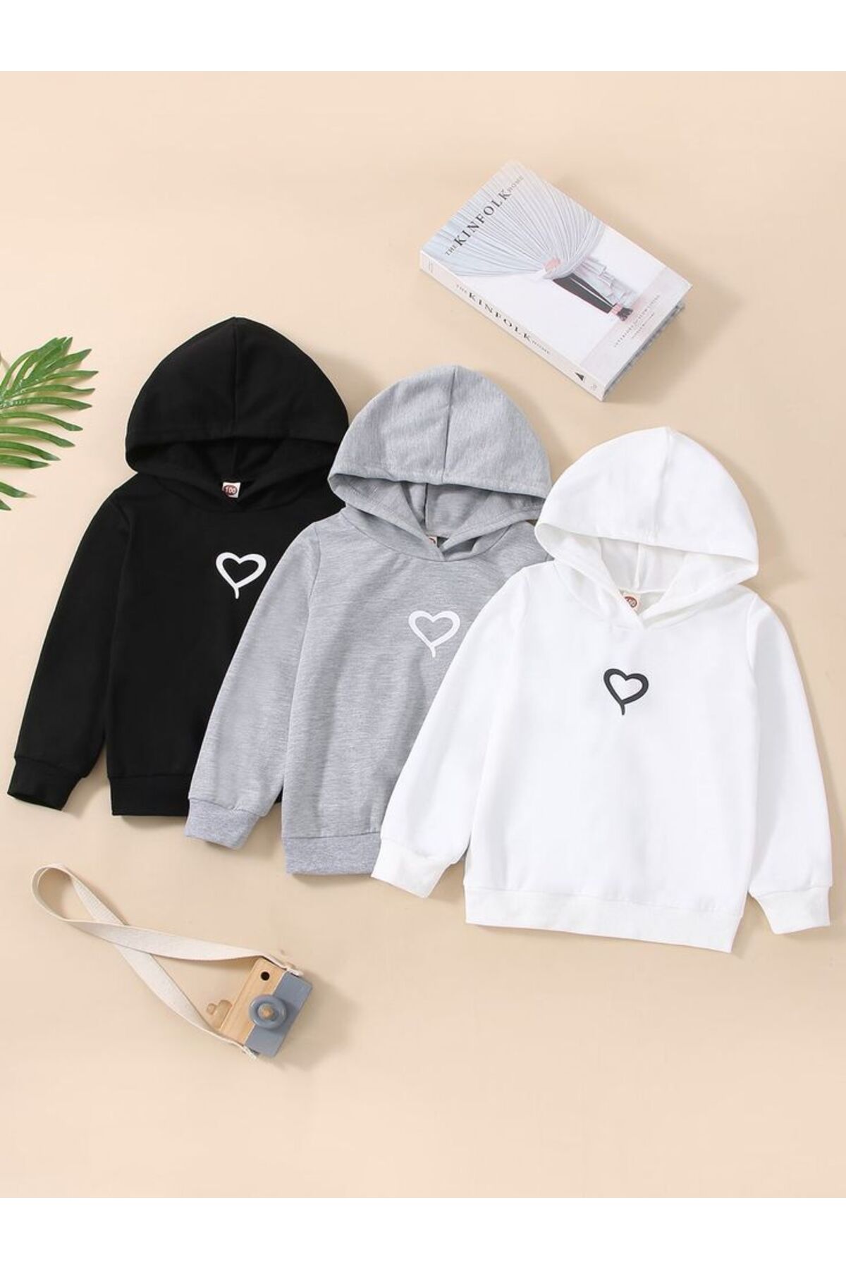 Girls Hooded 3-Pack Tiny Hearts Printed Sweatshirt