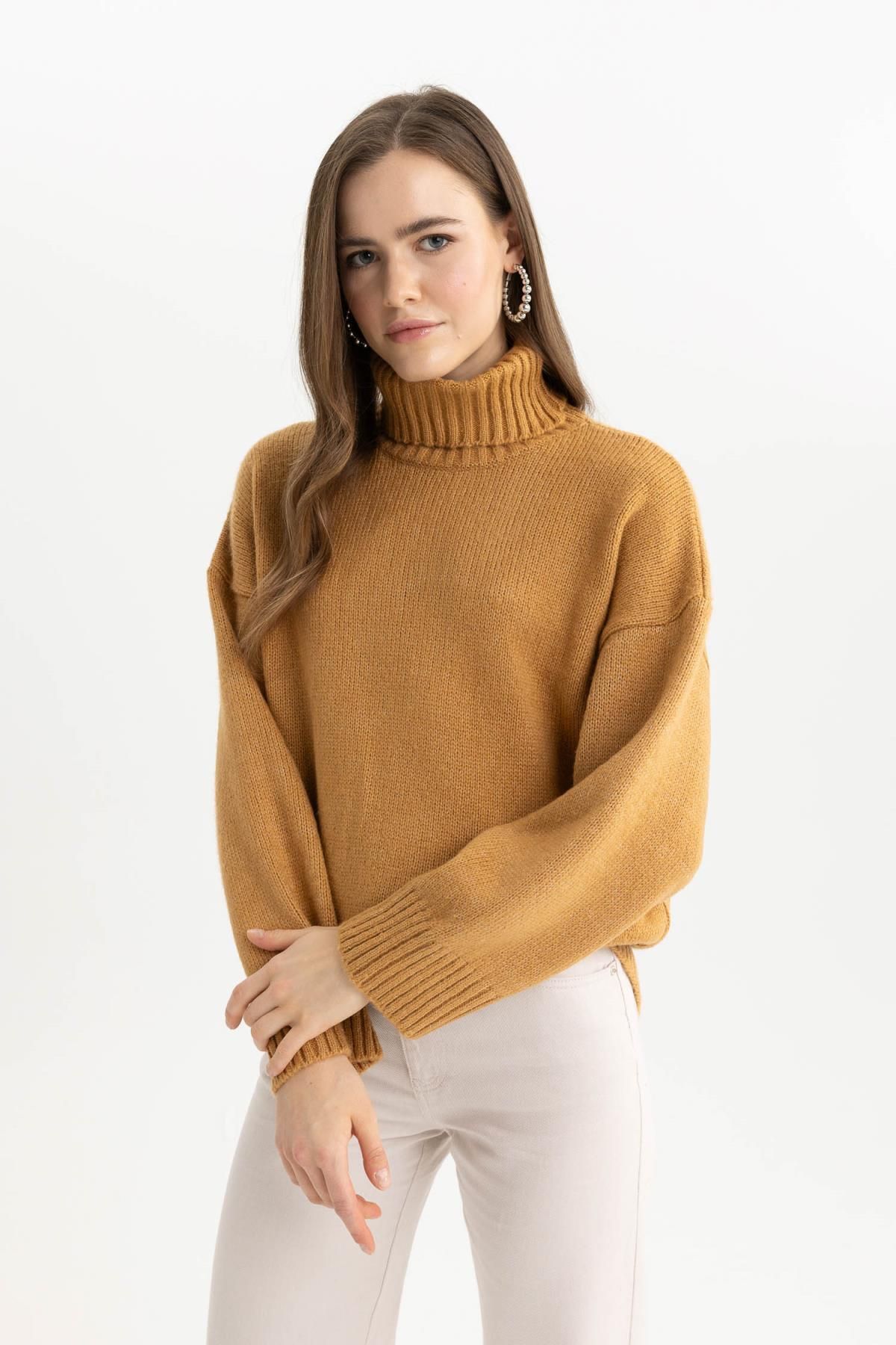 DeFacto-Oversize Fit Turtleneck Sweater Tunic A6445ax23cw 3