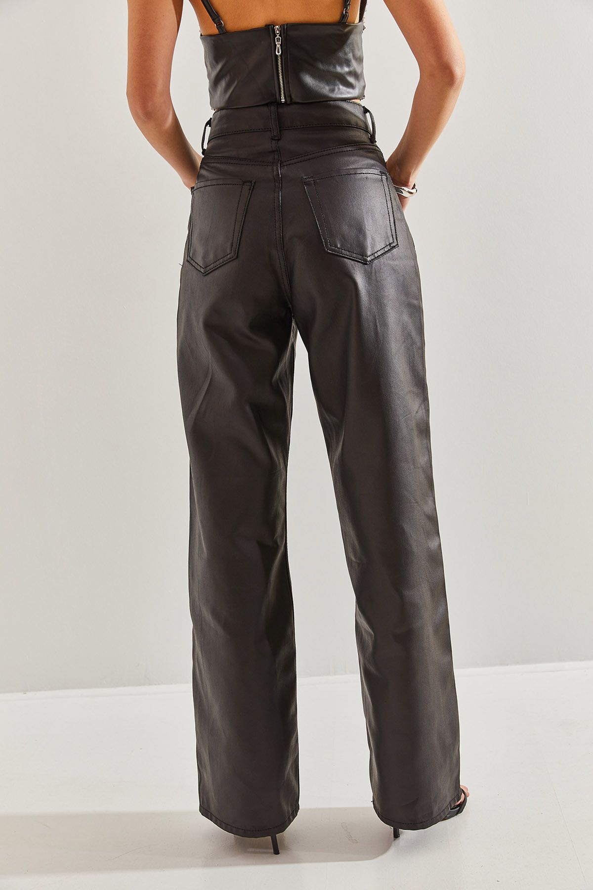 Bianco Lucci-Beschichtete Palazzo-Hose für Damen 3