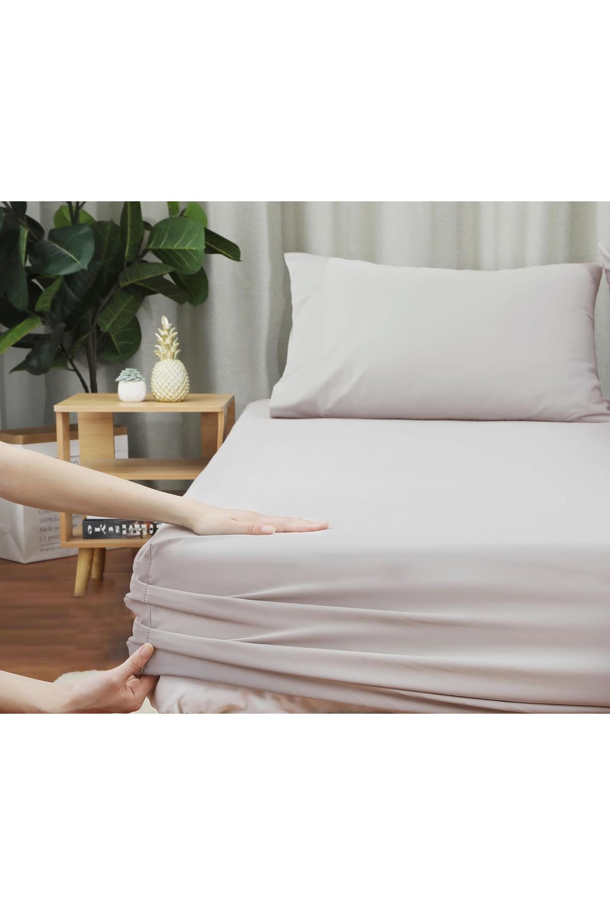 INTER Z-Plain Cotton Satin Fitted Sheet Set (3 Different Sizes) 4
