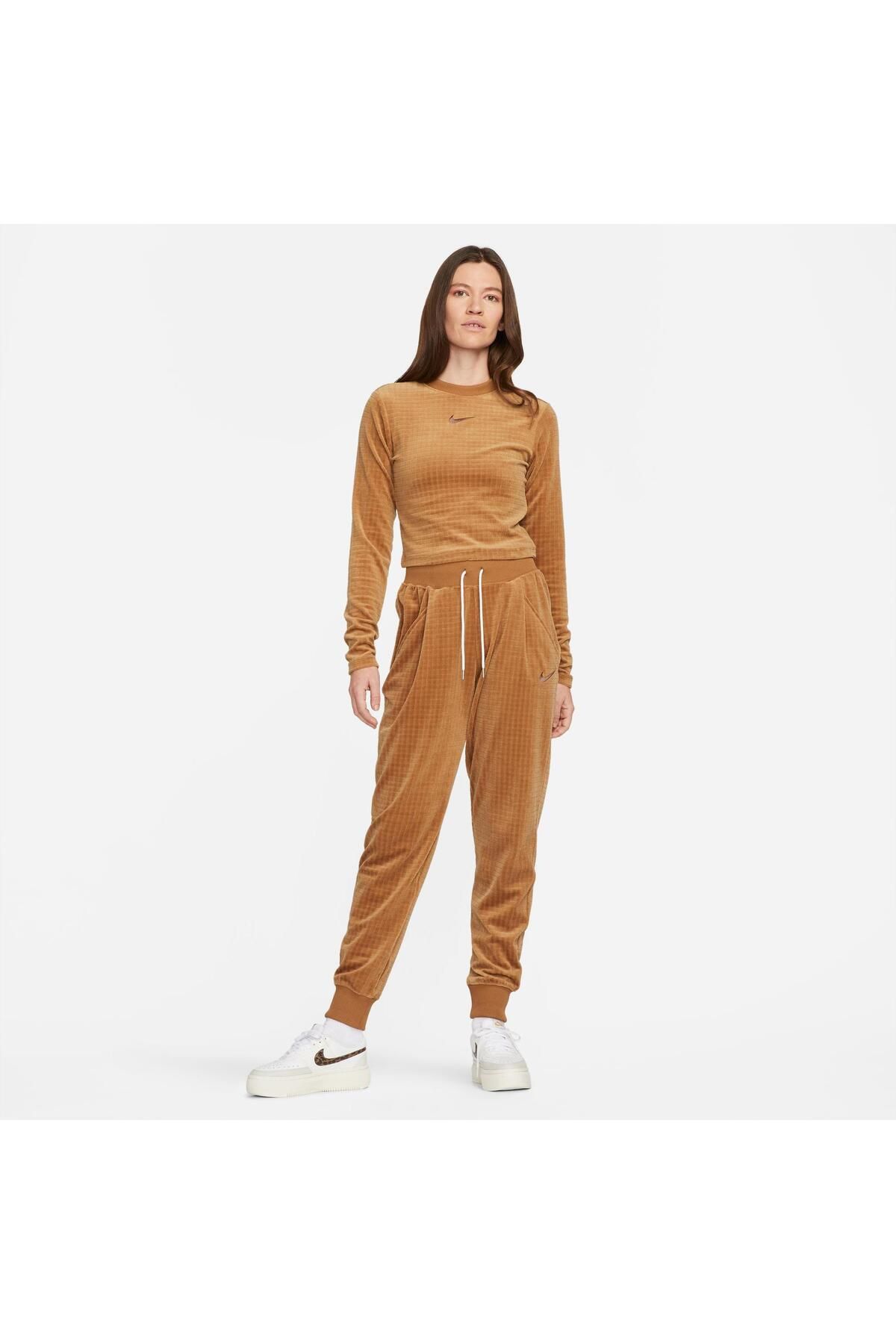 Nike Sweatpants - Brown - High Waist - Trendyol