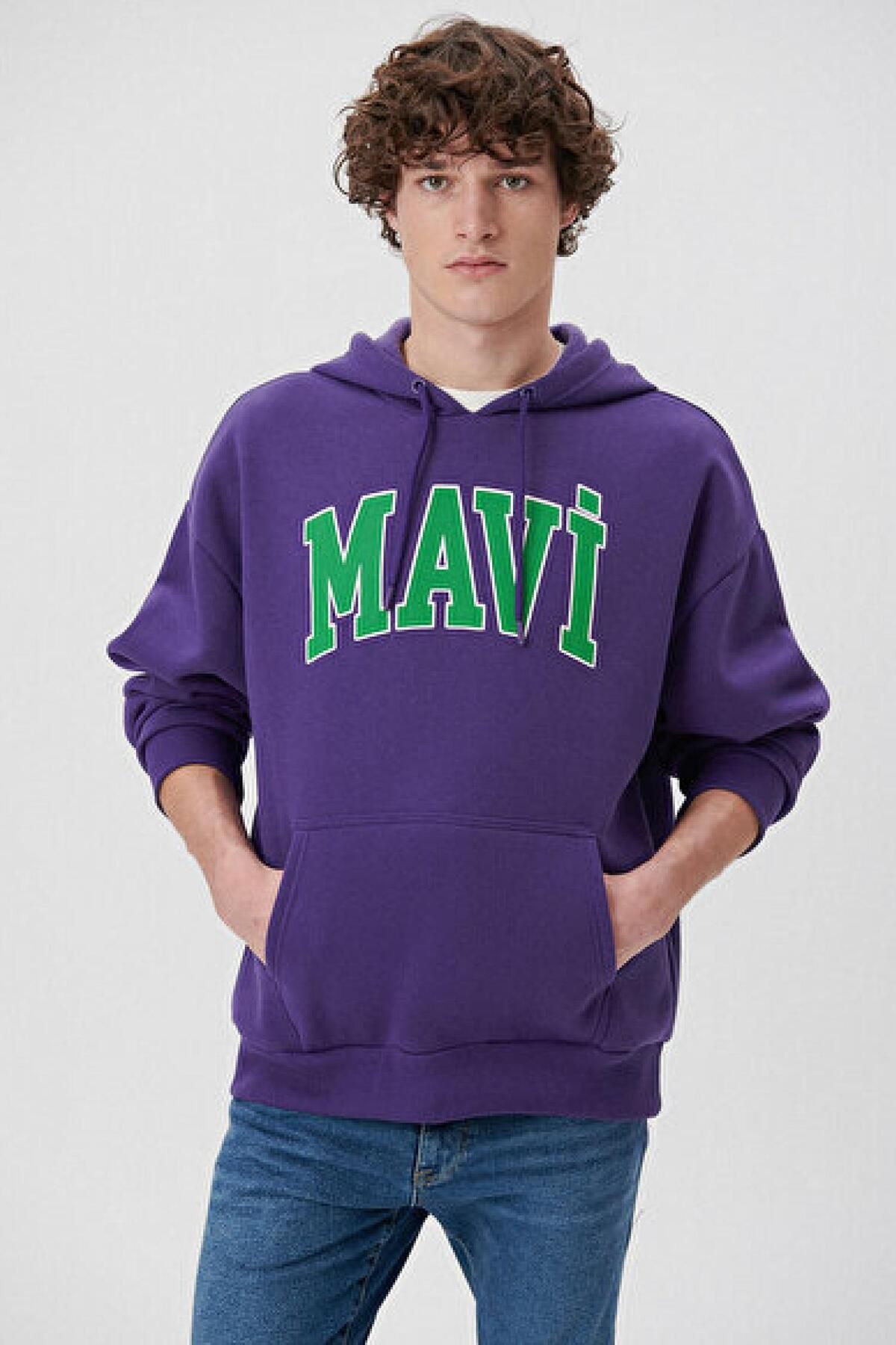 Mavi M067149-70693-FW چاپی پیراهن مردانه بنفش زنده