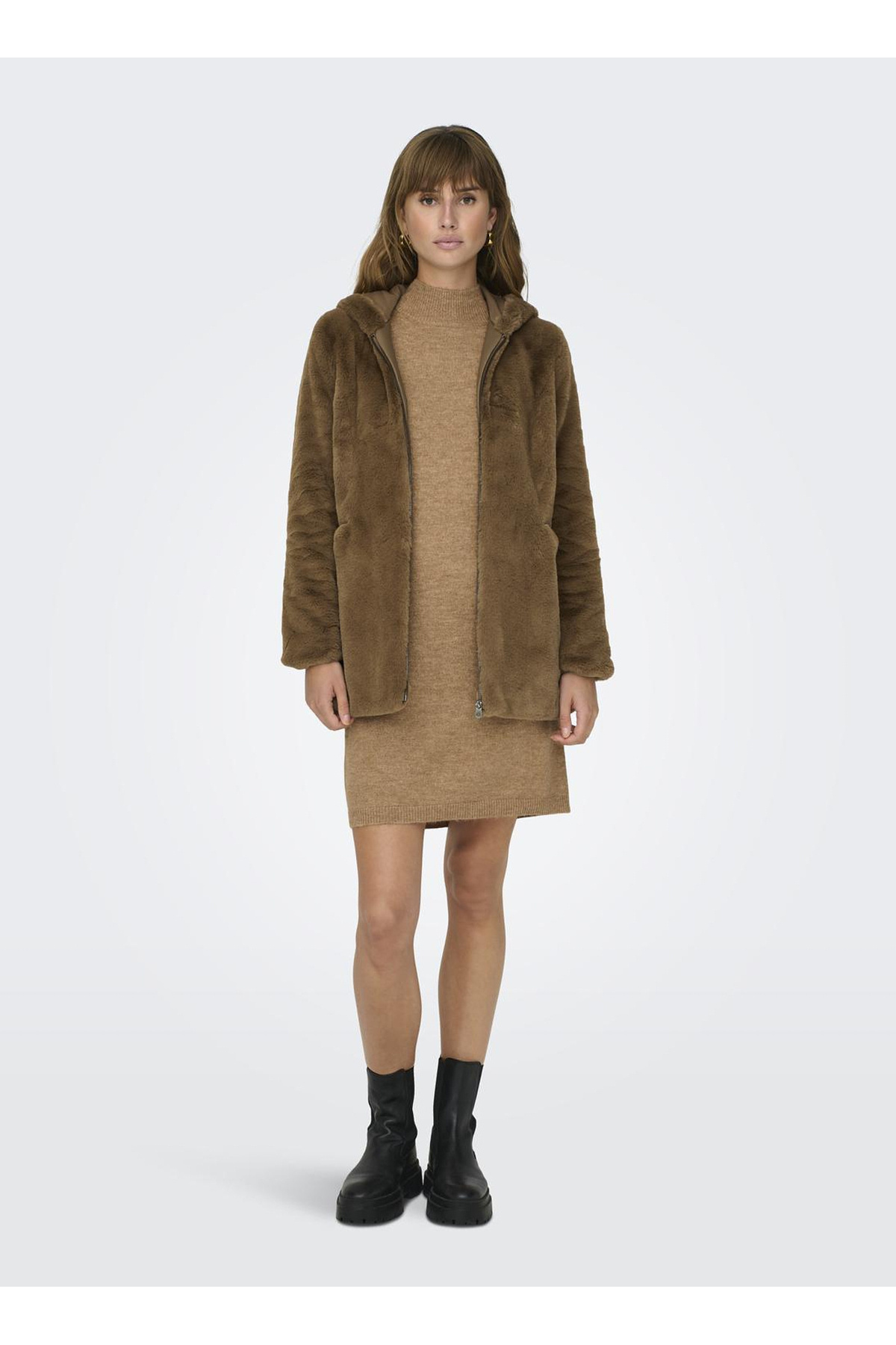 ONLY ONLPATTI LIFE TEDDY SHORT CC OTW - Veste polaire - cocoa créme/marron clair