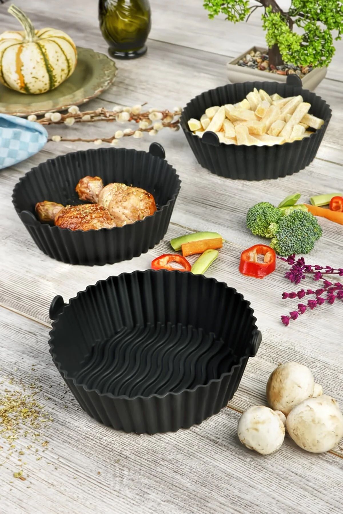 Stile Cucina Silicone Advantageous Baking Mold Air Fryer Mold Airfryer  Accessory Compatible with All Fryers Black