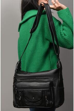 JARA Bag Pera Orijinal Yumuşak Yıkama Deri Çok Gözlü Anne Kol Çapraz Çanta