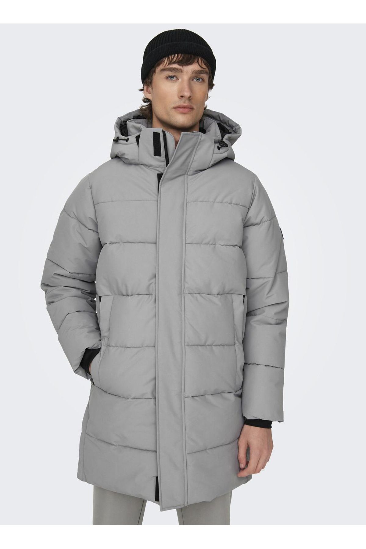 کت خاکستری مردانه Only Sons 22020156 ONSCARL LIFE LONG QUILTED Only & Sons