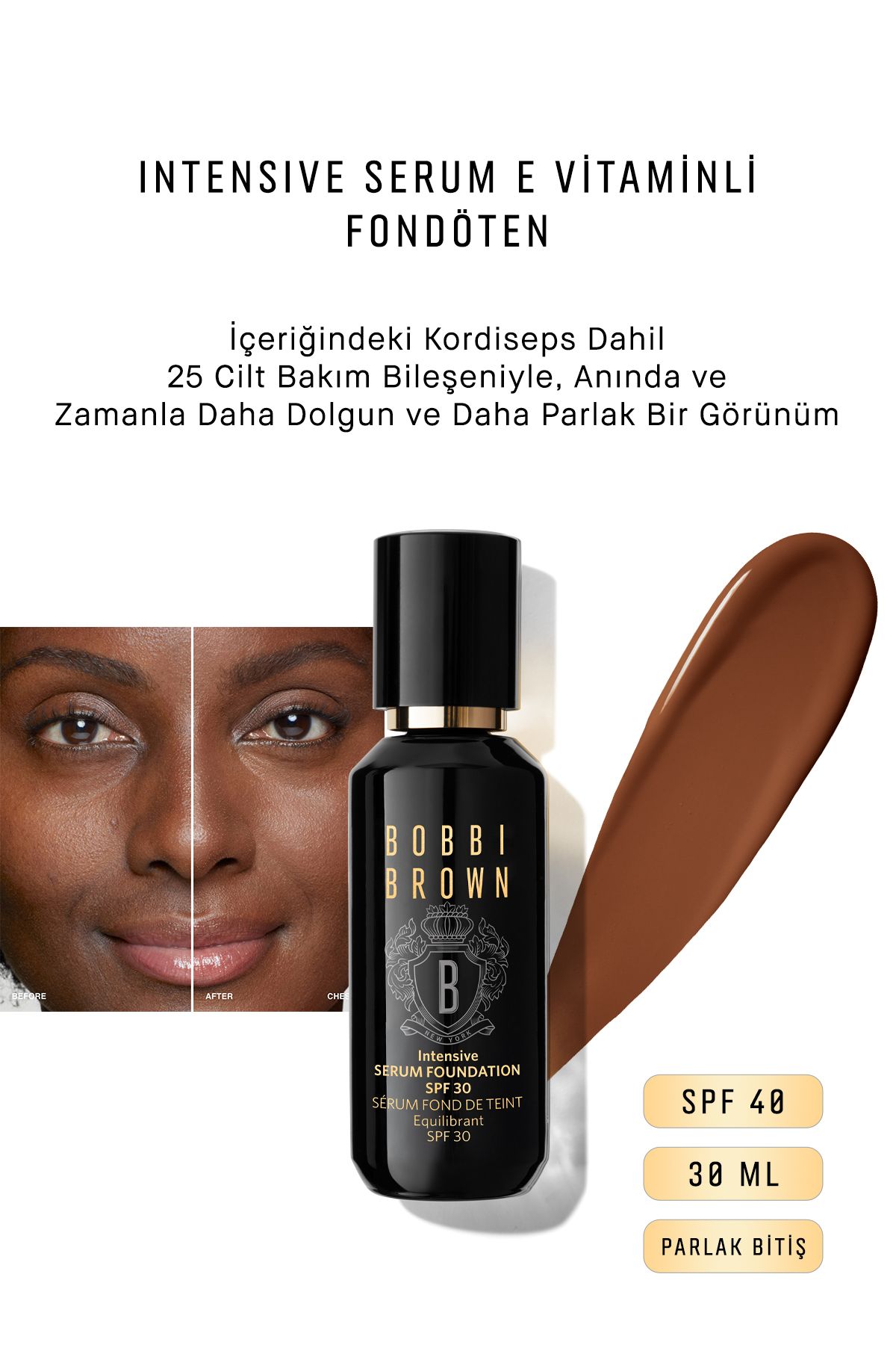 Bobbi Brown Интенсивная тональная основа-сыворотка с витамином Е Spf 40 Shiny Finish 30 мл – Каштан 716170229348 93890