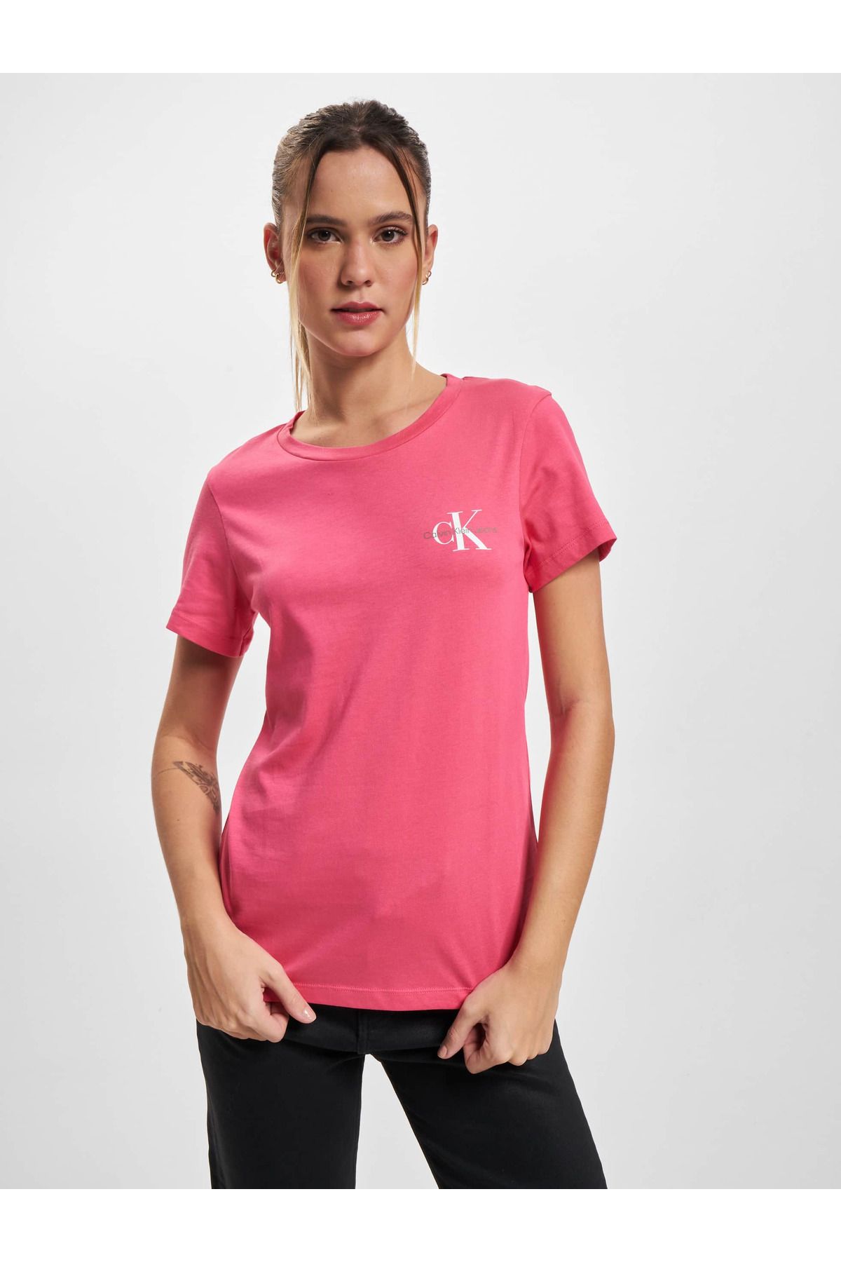 Calvin Slim T-Shirt Damen Klein - Monogram 2er-Pack Trendyol
