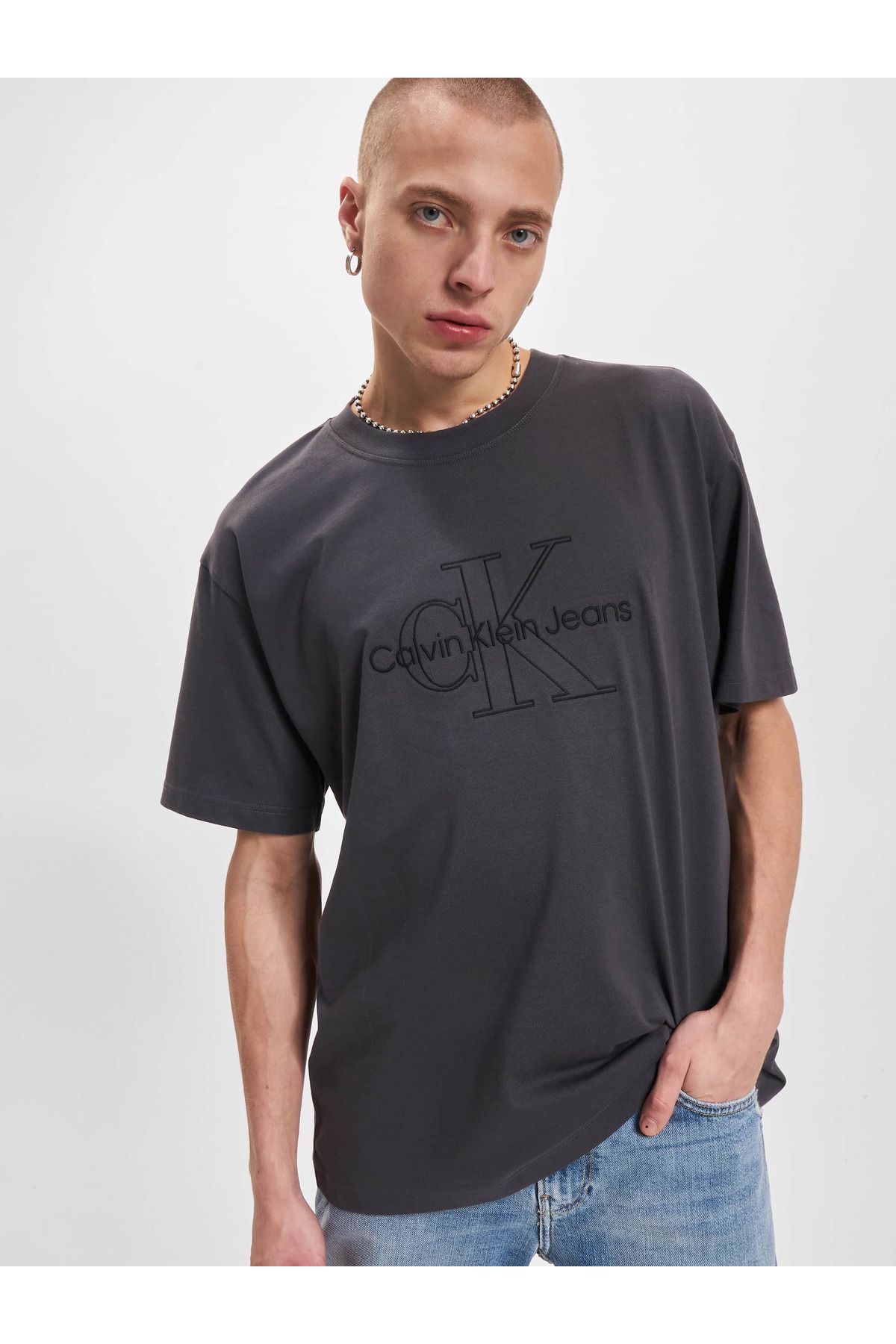 Klein Klein Herren Calvin Trendyol Jeans Washed Monologo T-Shirt Calvin -