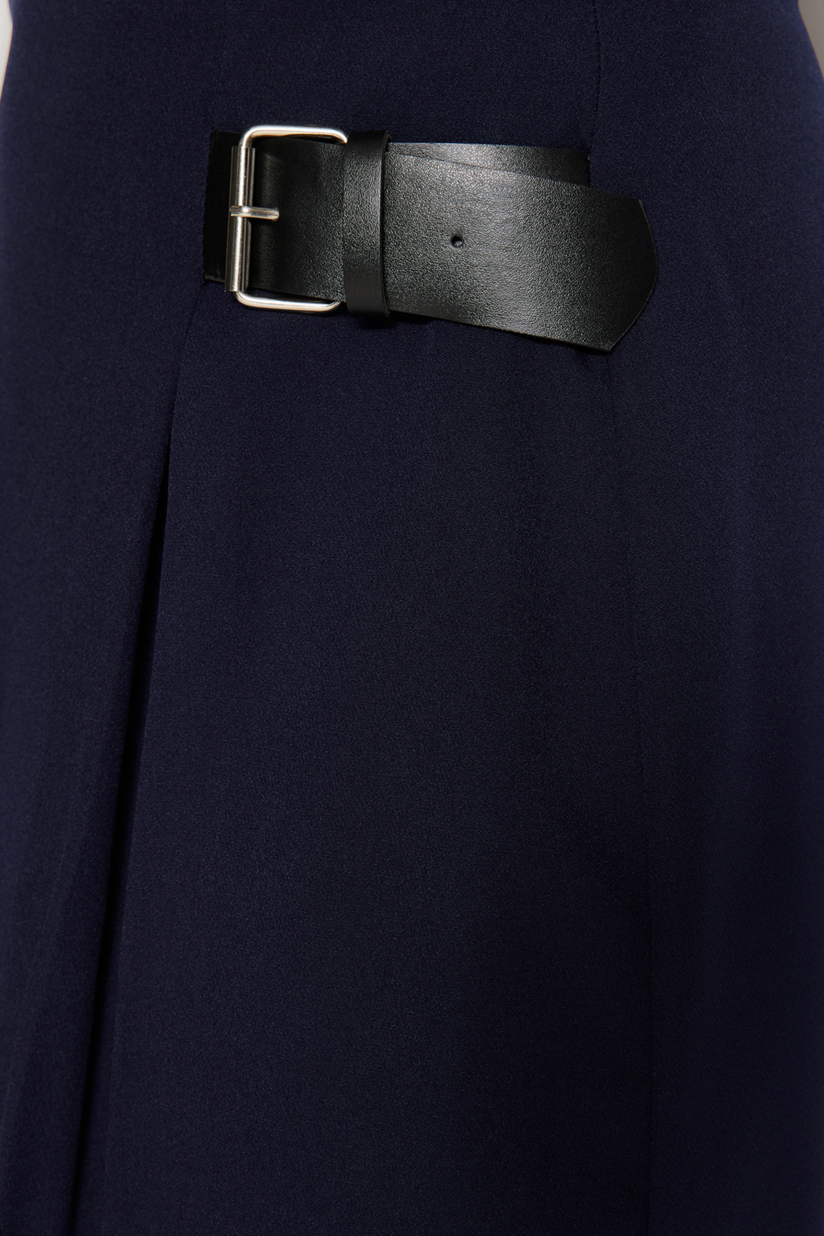 Trendyolmilla  Lacivert Kemer Detaylı Dokuma Etek TCTAW24EE00014 - Görsel 4