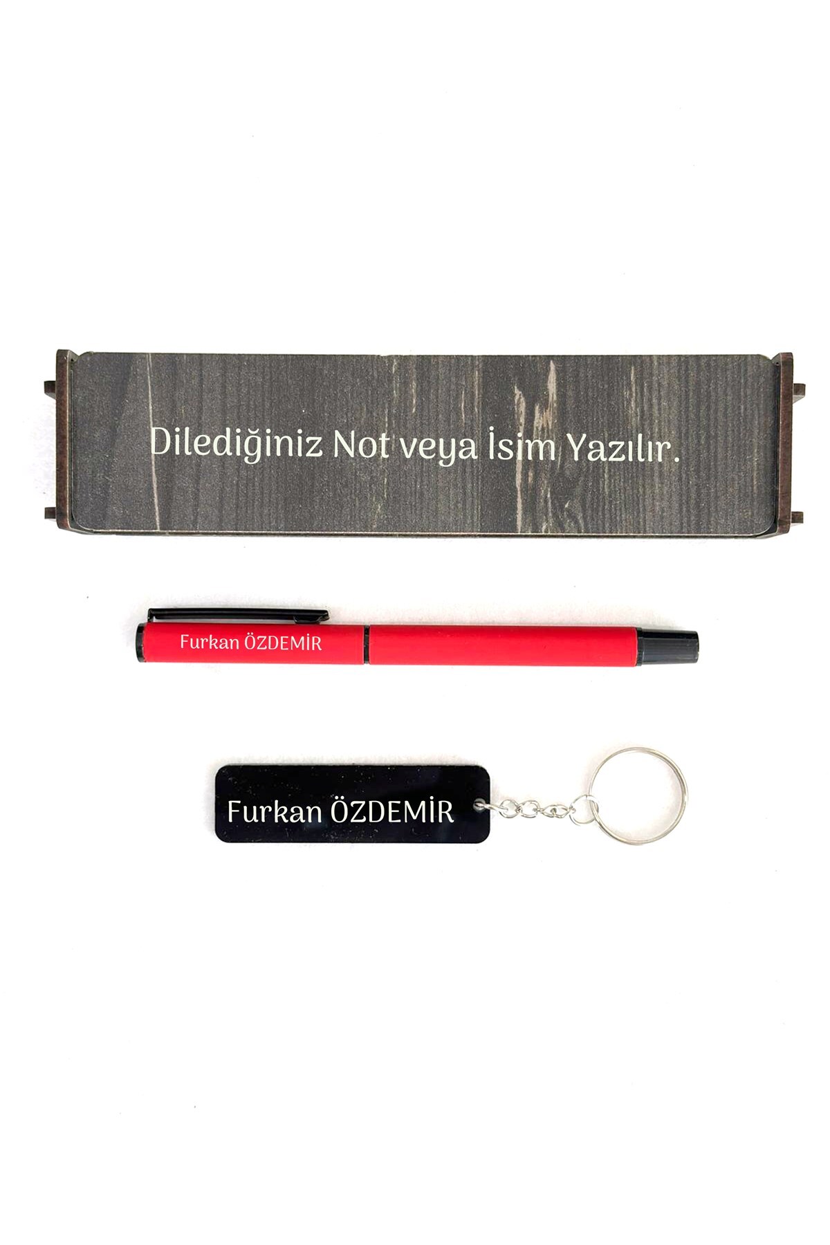 Personalized Rubber Pen Keychain Custom Gift Wooden Boxed Teachers Day Gift