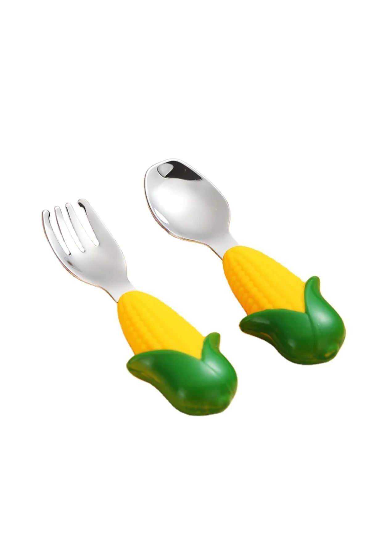 jojobebek Children s Spoon and Fork Set with Silicone Handle and
