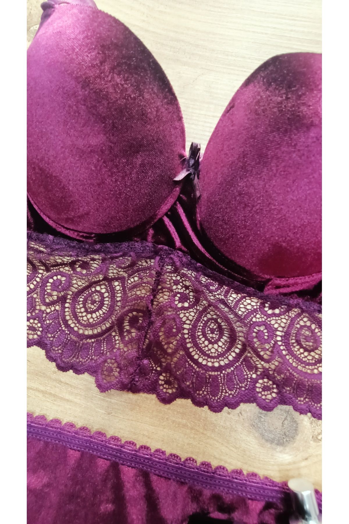 ELD Velvet Supported B Cup Push Up Bra Panty Set Trendyol