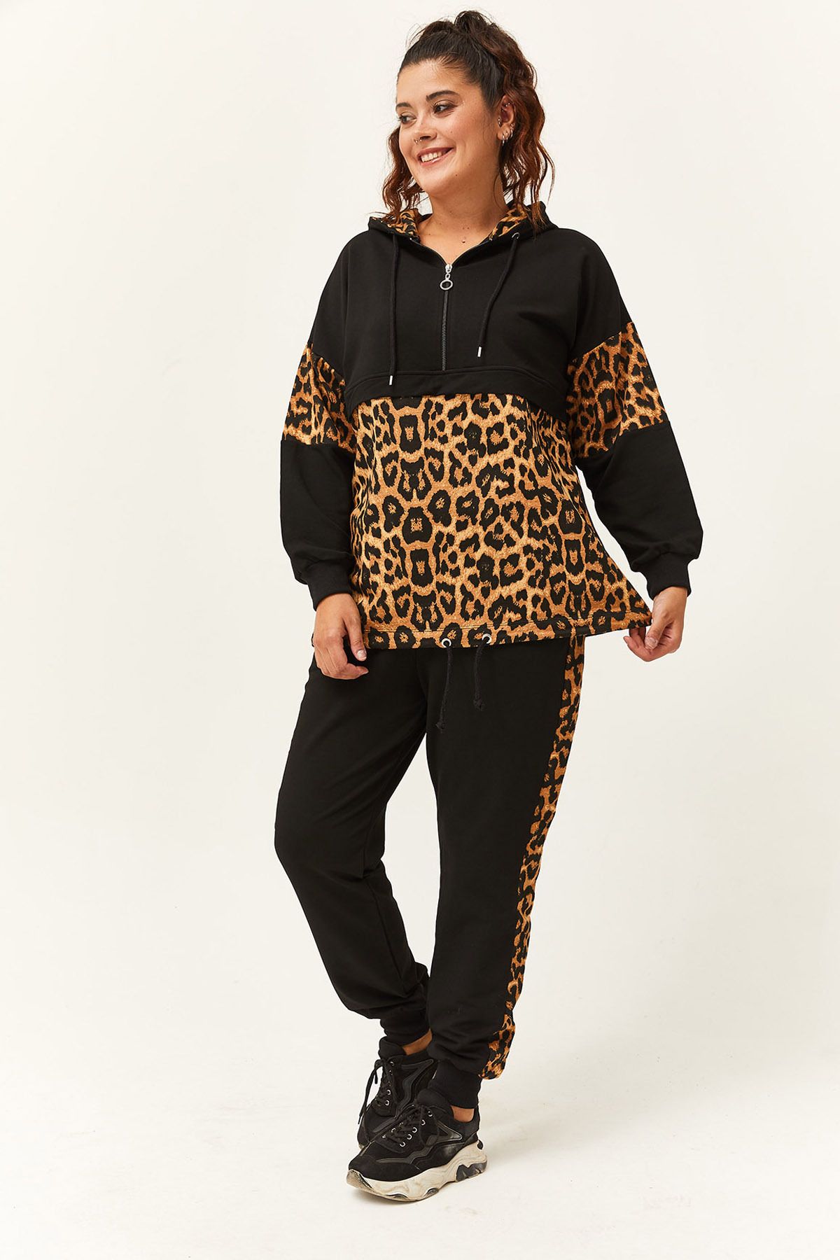 Black and leopard print tracksuit shop